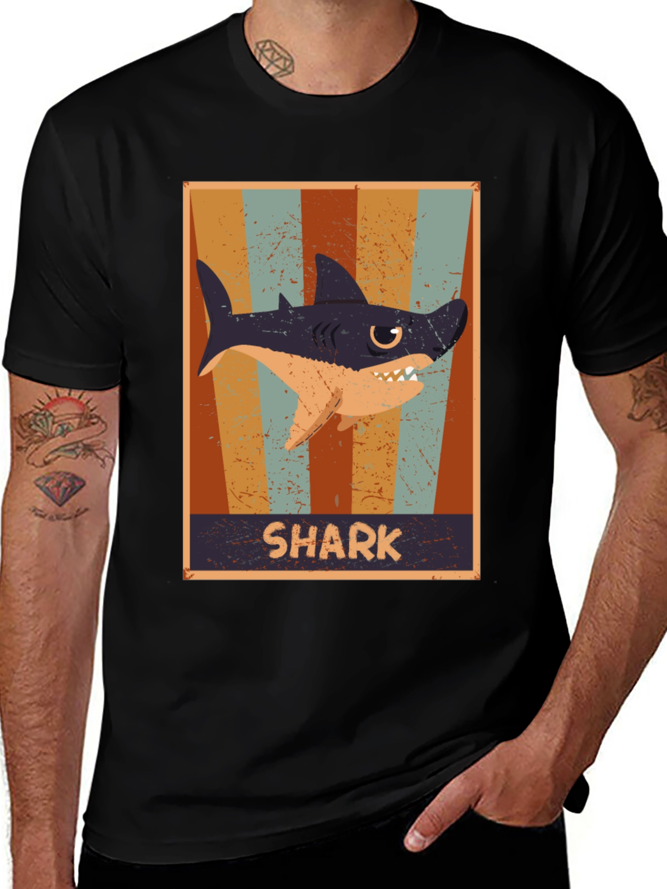 Variant 30 of Shark Graphic Print Crew Neck T-Shirt