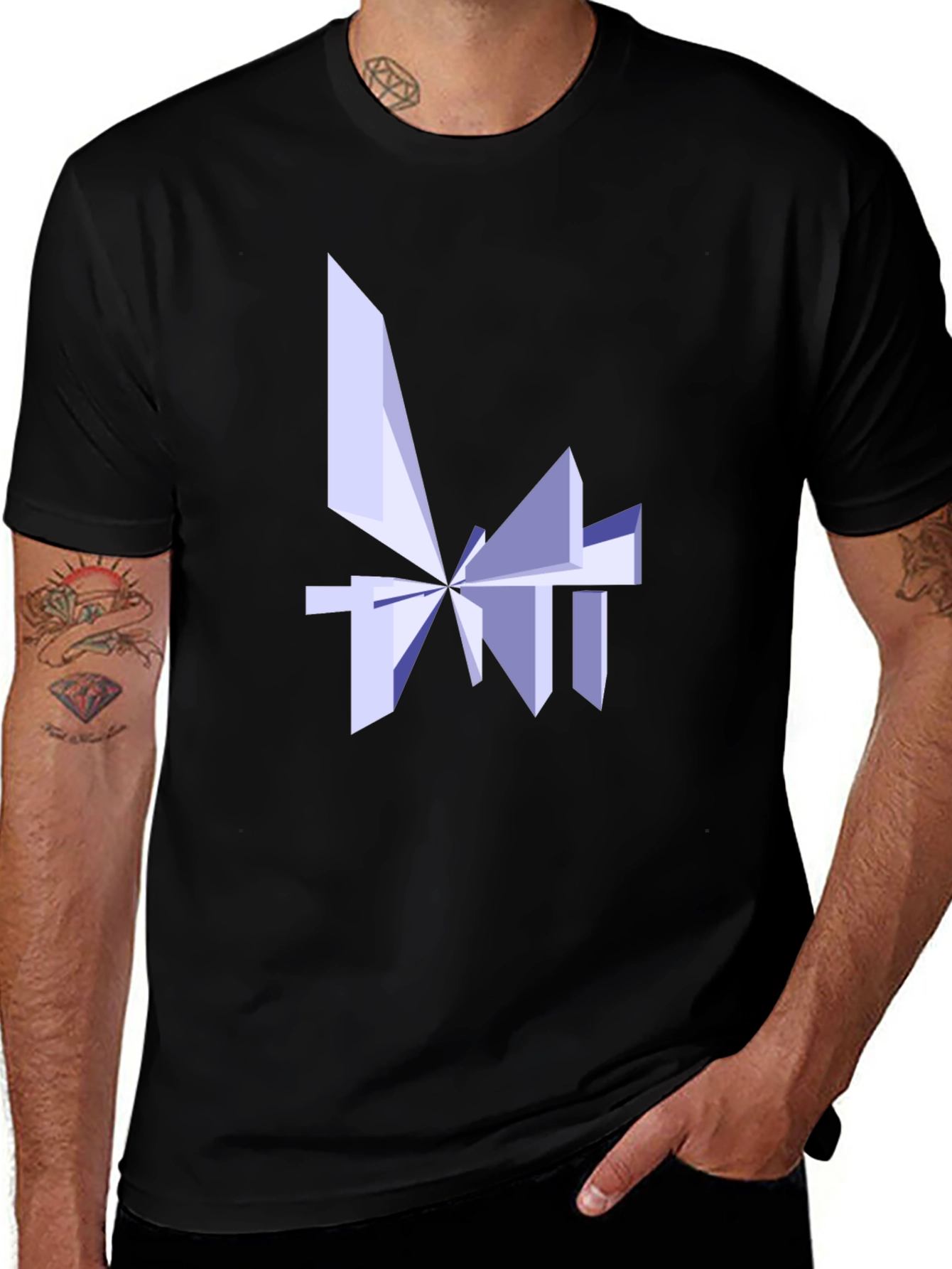 Abstract Geometric Design Black T-Shirt