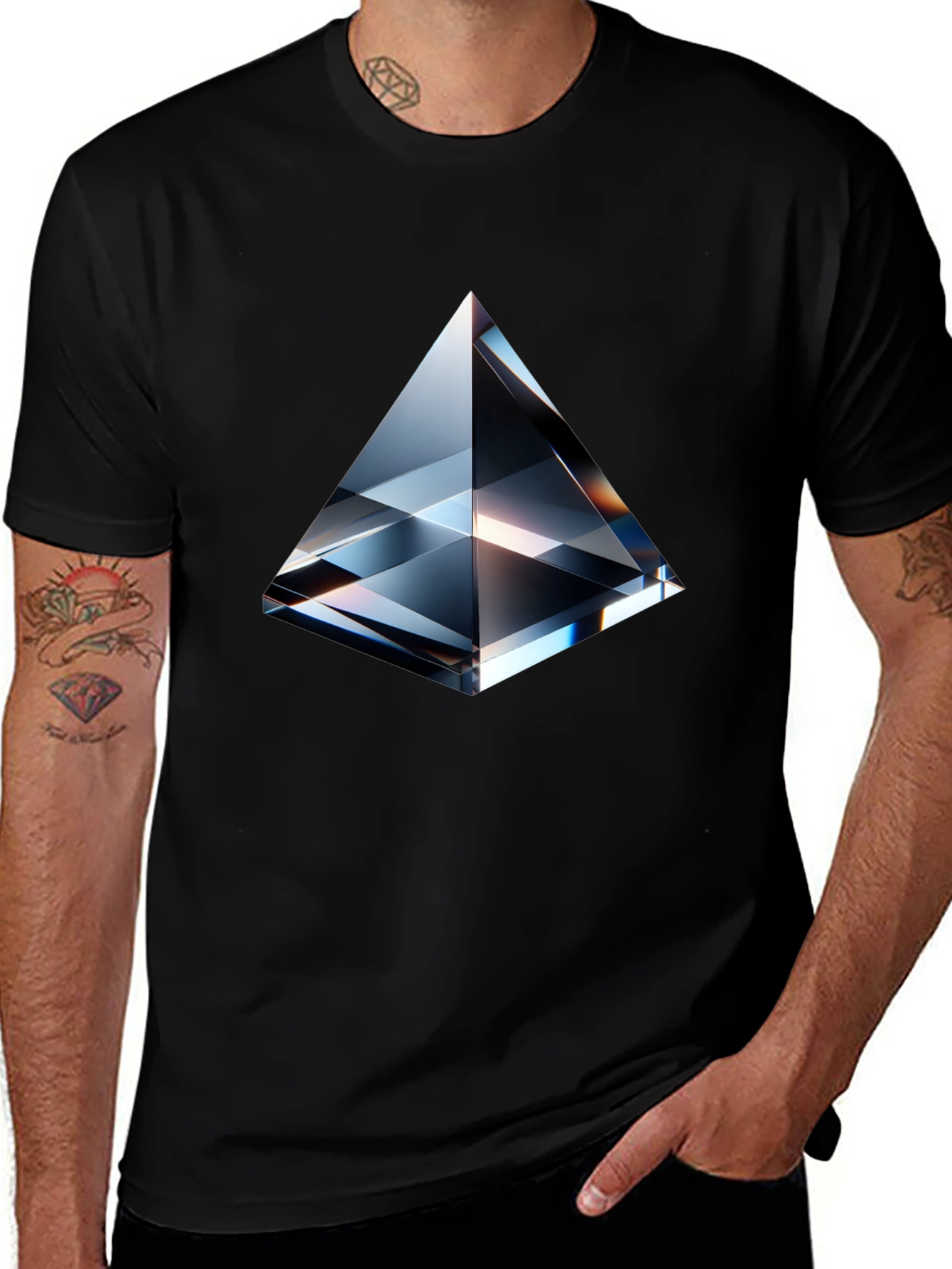 Variant 7 of Modern Pyramid Graphic Black T-Shirt