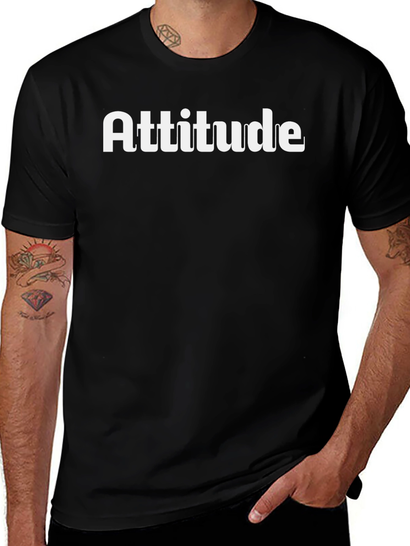 Attitude Graphic Print Black T-Shirt