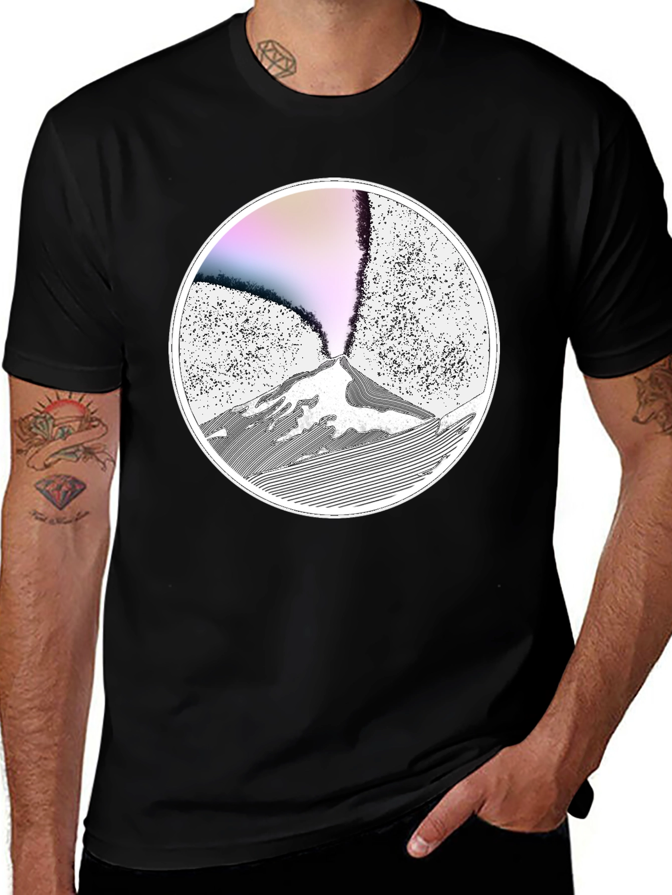 Variant 15 of Volcano Graphic Print Black T-Shirt