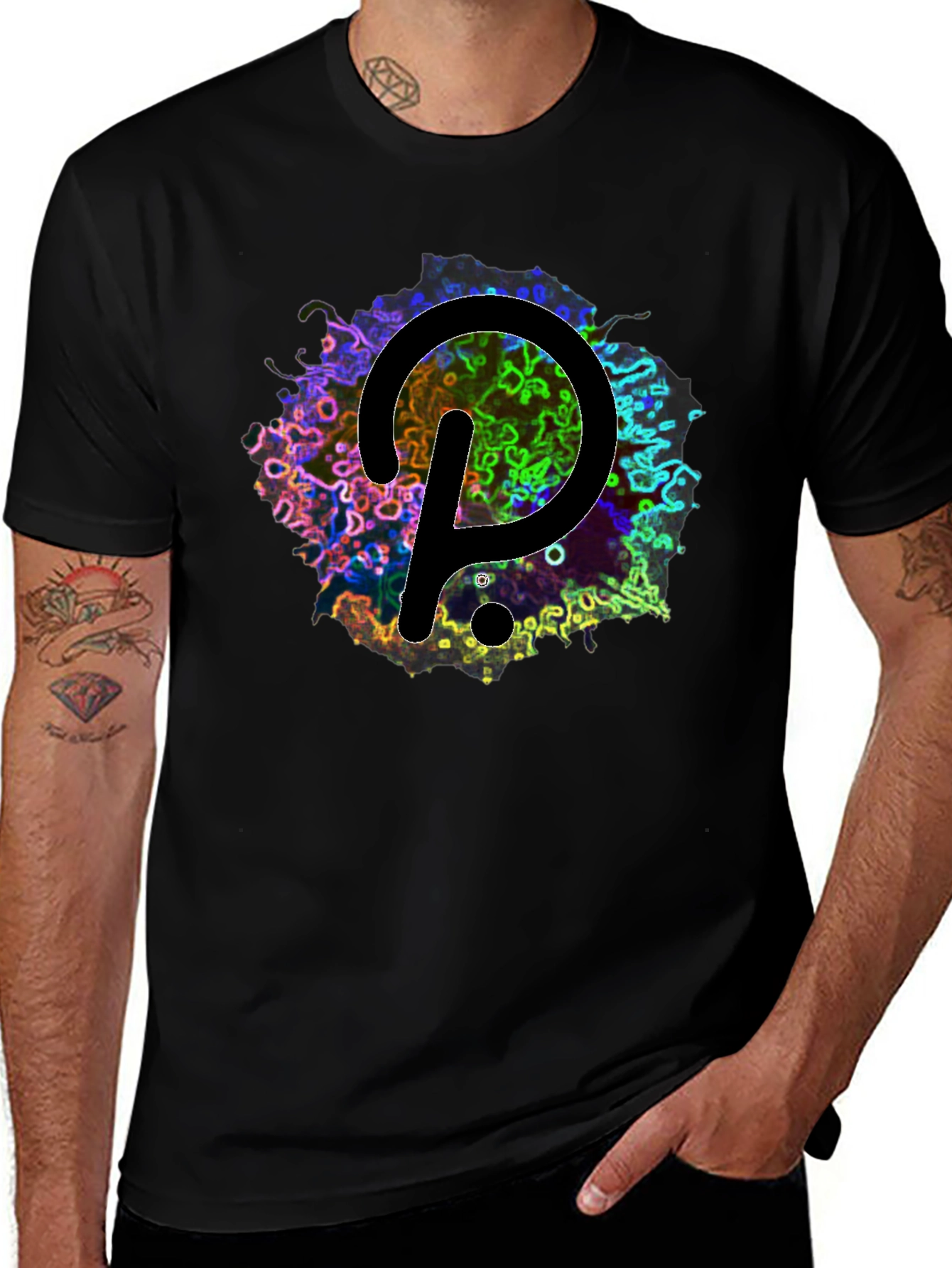 Polkadot Crypto Black T-Shirt - Modern Graphic Design