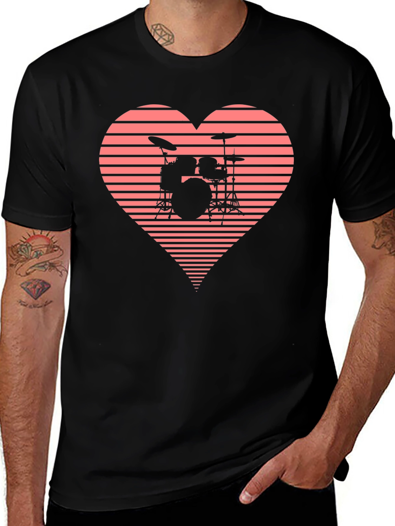 Variant 12 of Drum Kit Heart T-Shirt - Musician Tee