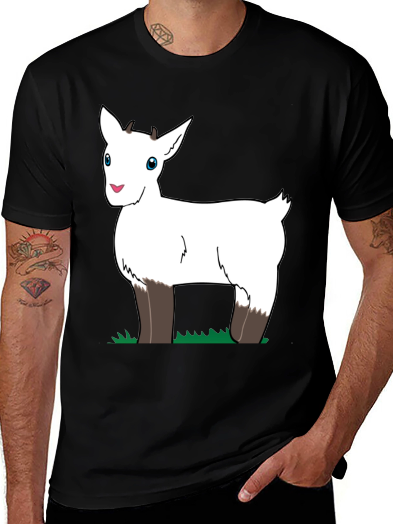 Variant 15 of Goat Graphic Tee - Black Cotton Blend Casual Shirt