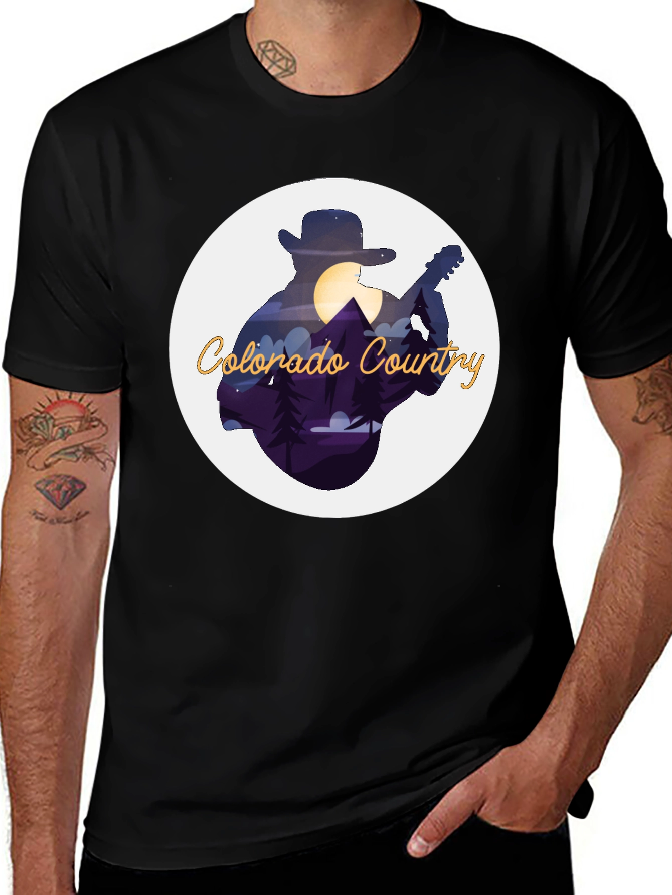 Variant 25 of Colorado Country Guitar Graphic T-Shirt - Black