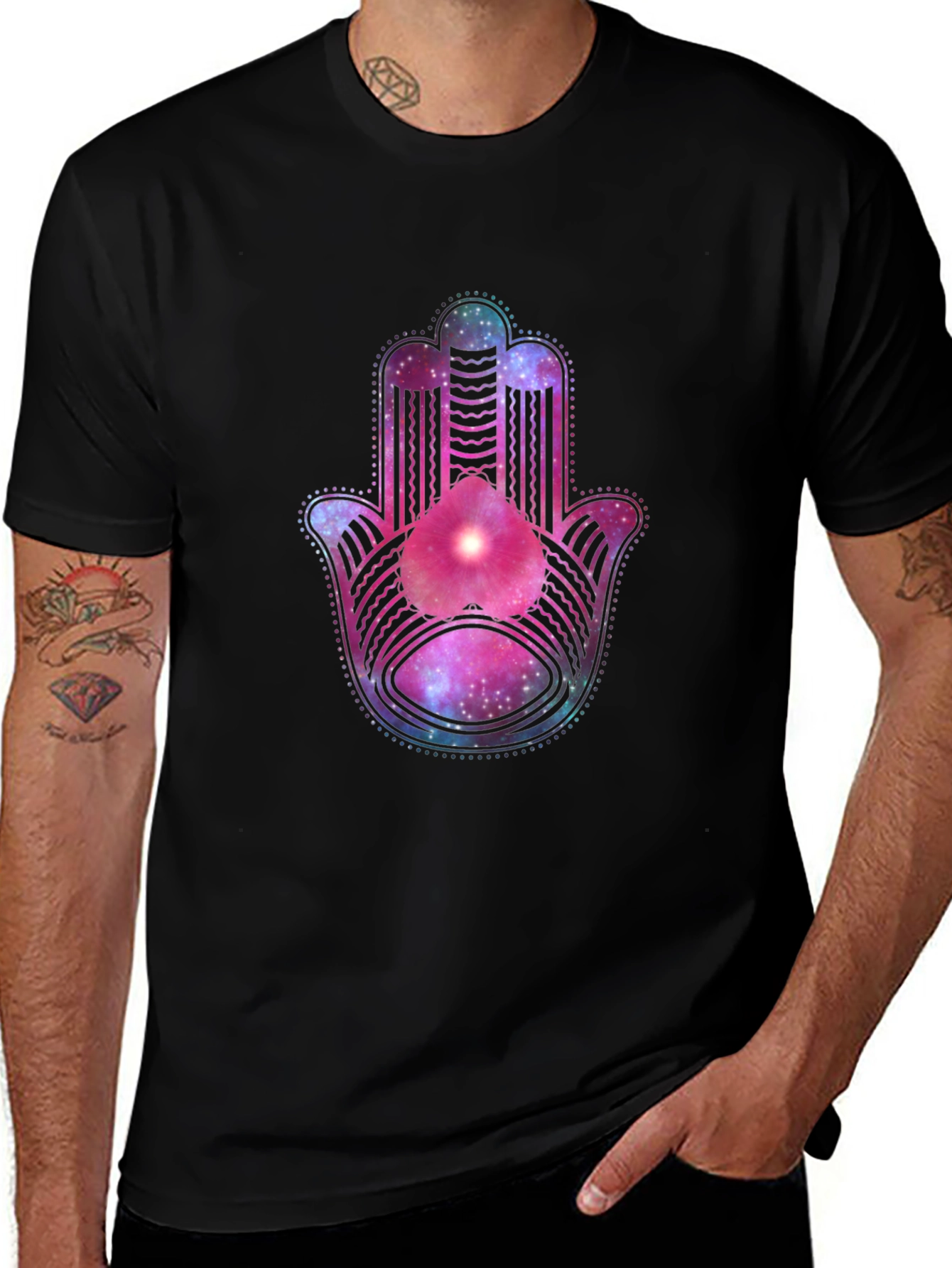 Hamsa Hand Galaxy Graphic Tee