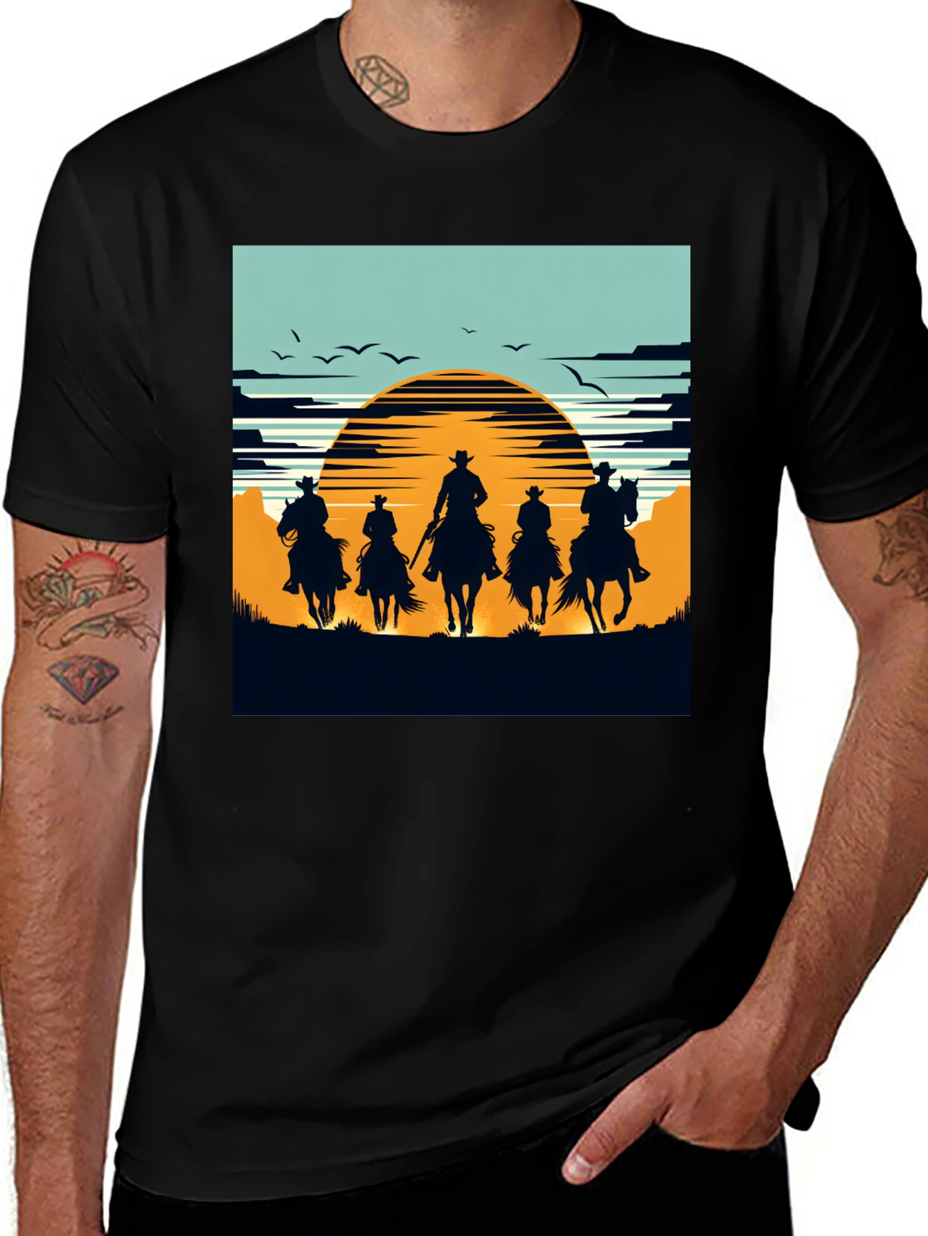 Western Riders Graphic T-Shirt - Black Cotton Tee