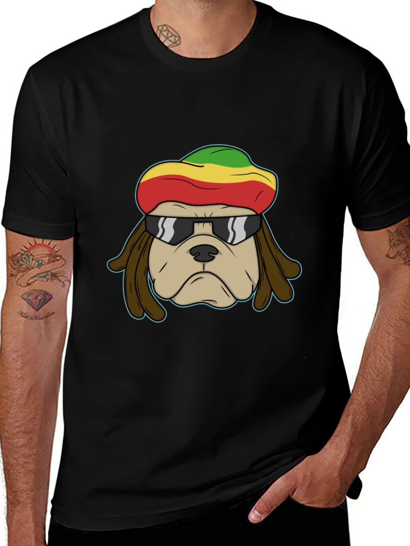 Variant 10 of Rasta Bulldog Graphic Tee - Cool & Unique Design!