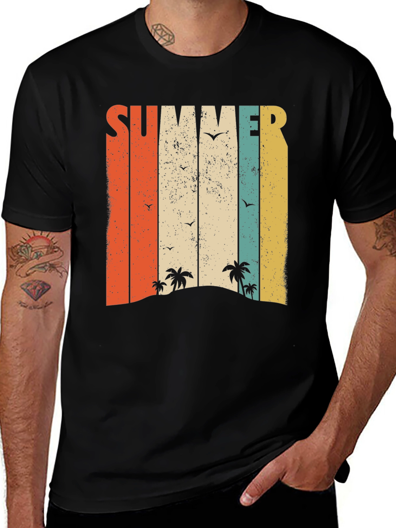 Retro Summer Beach T-Shirt - Palm Trees & Vintage Vibes