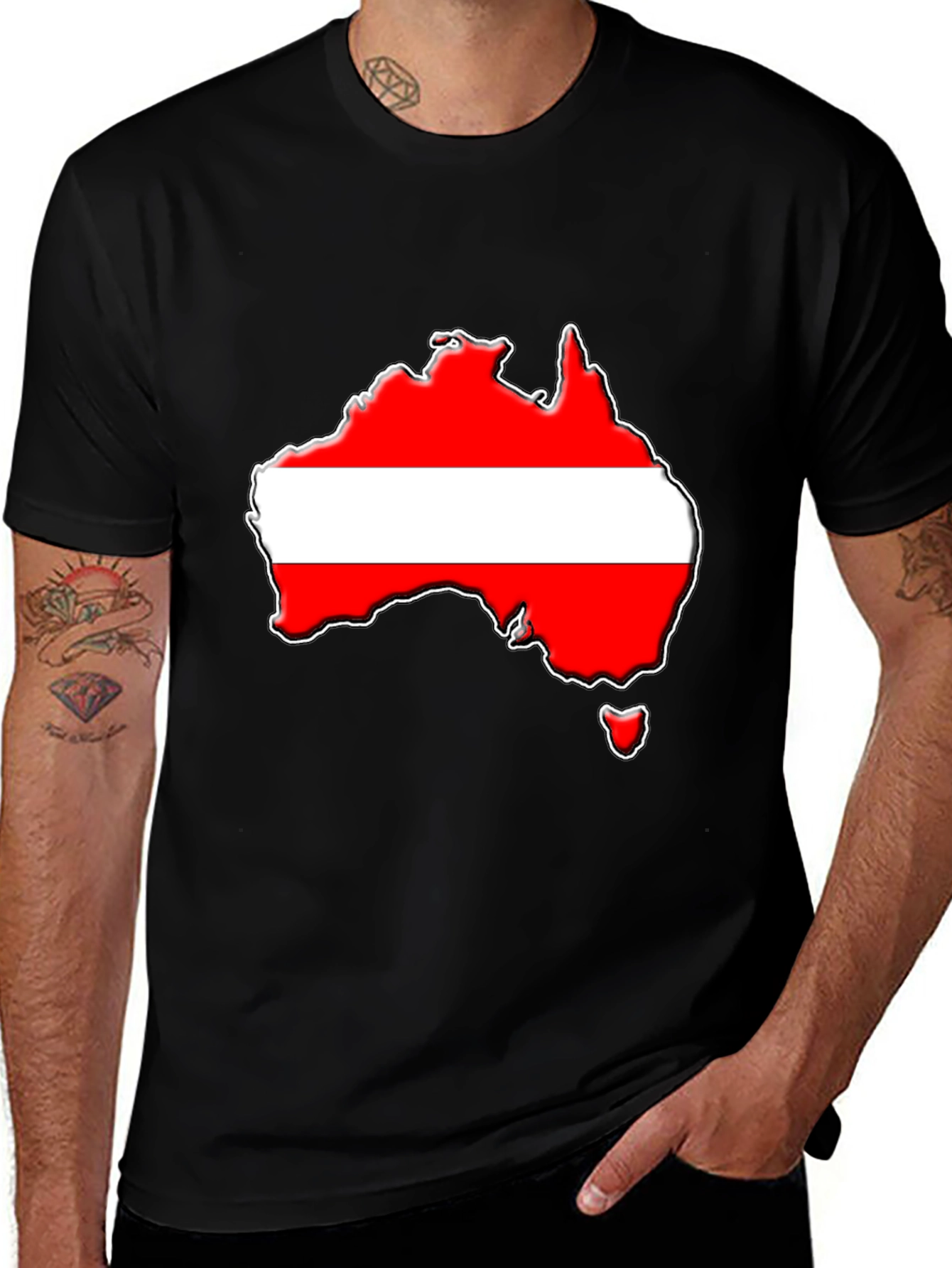 Austria Flag Map Graphic Black T-Shirt