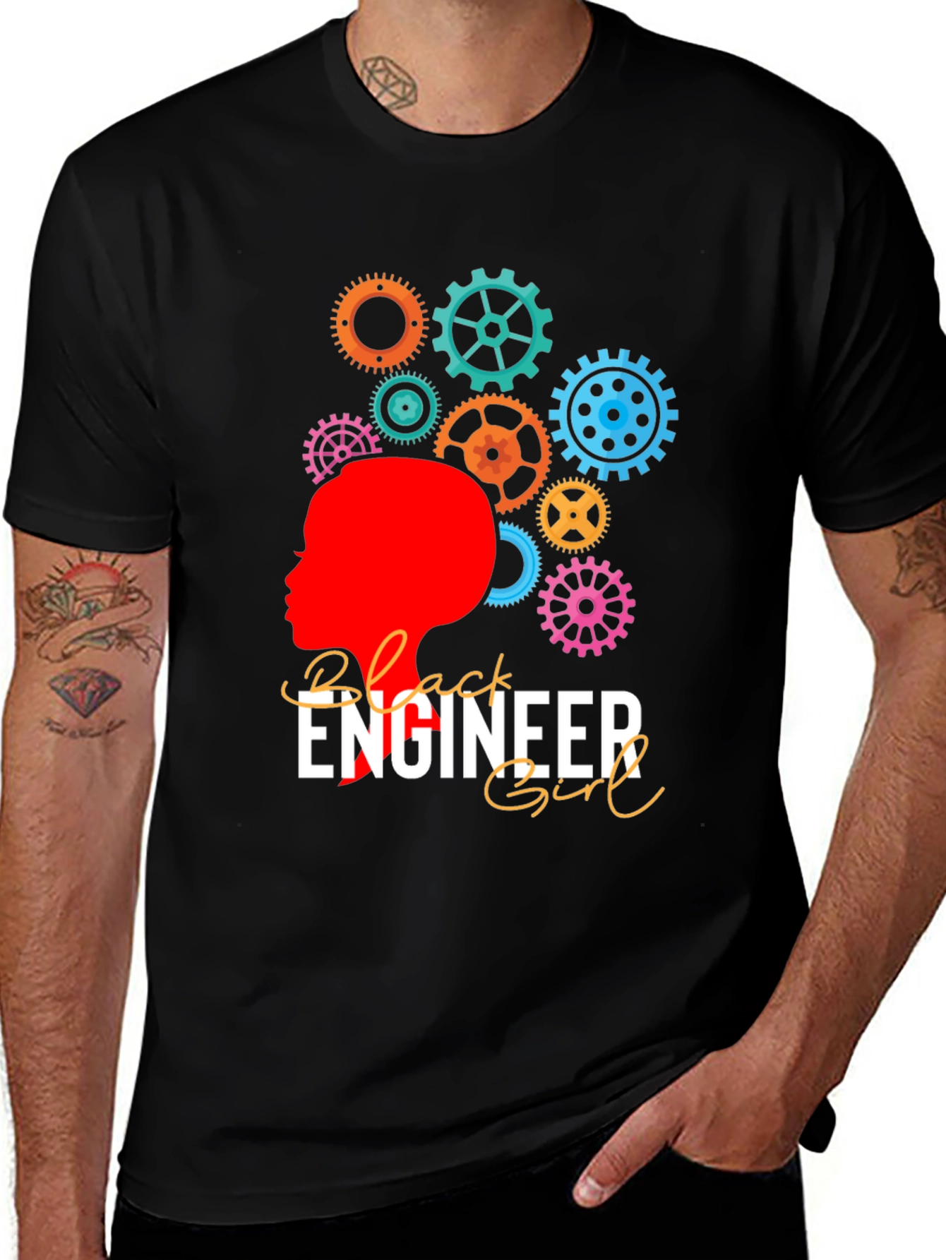 Variant 21 of Black Engineer Girl T-Shirt - STEM Pride Tee