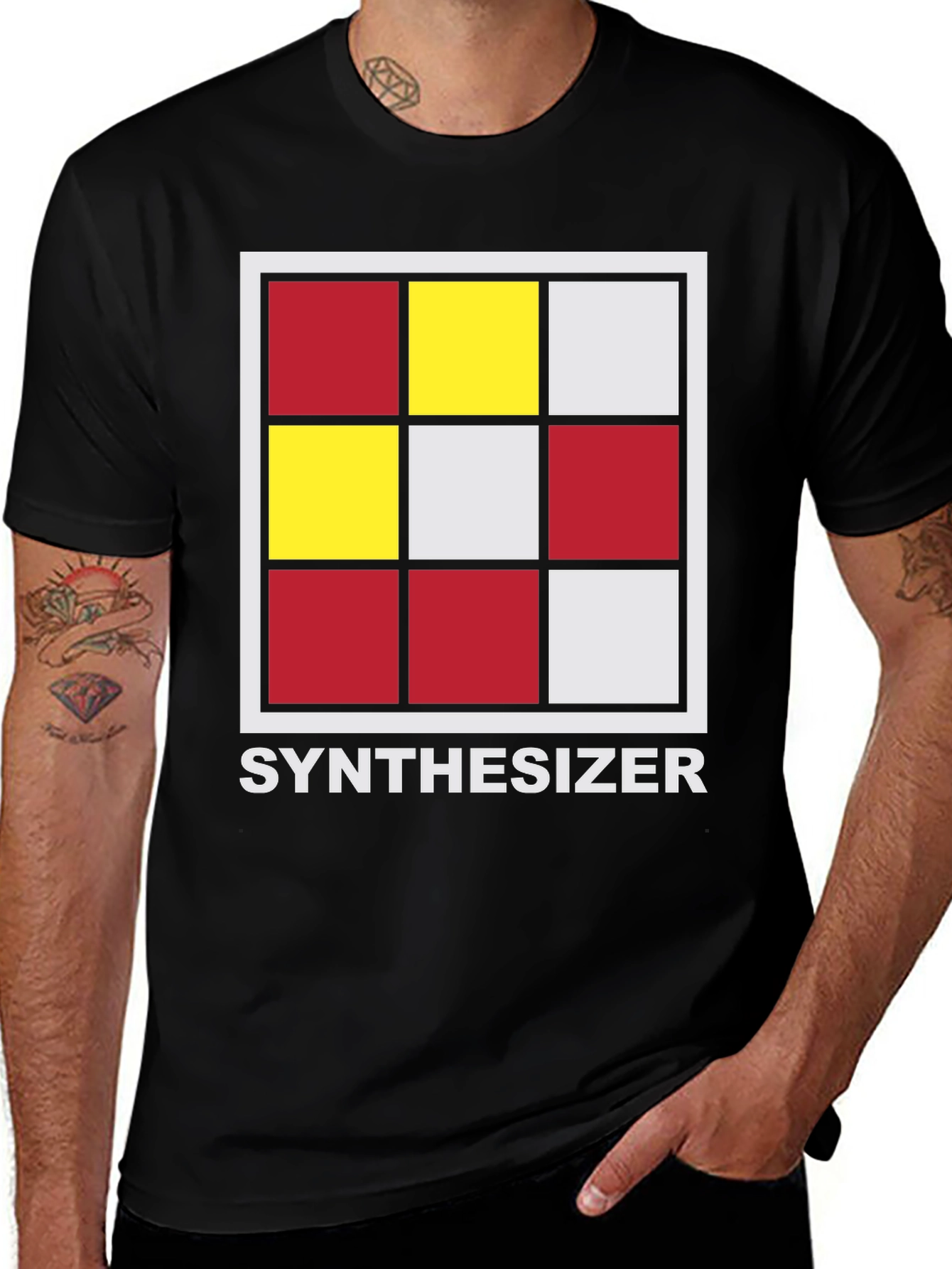 Variant 24 of Synthesizer Graphic Tee - Black Cotton T-Shirt