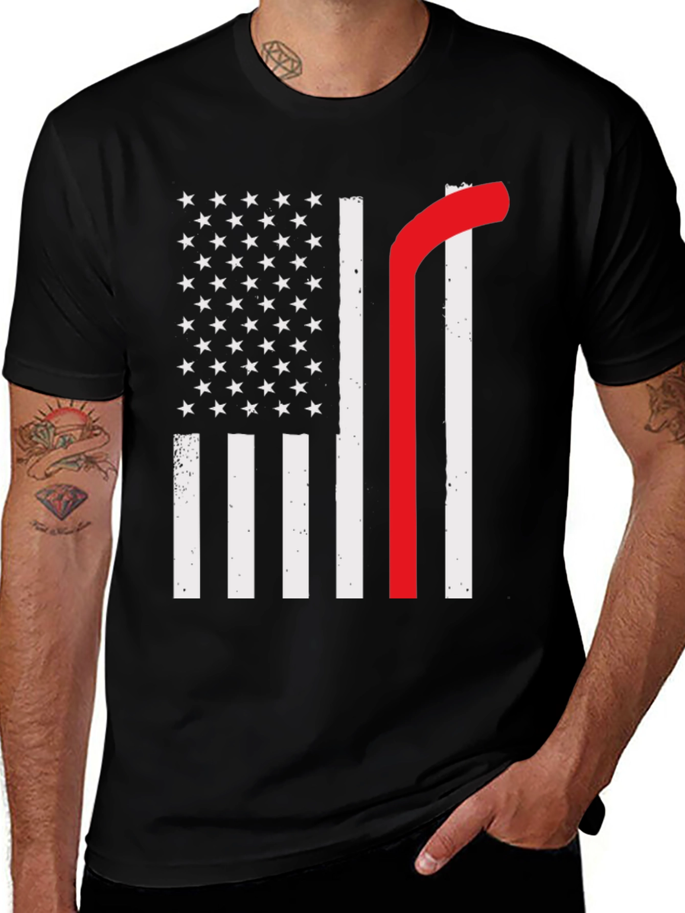 Variant 19 of American Flag Thin Red Line Graphic Tee