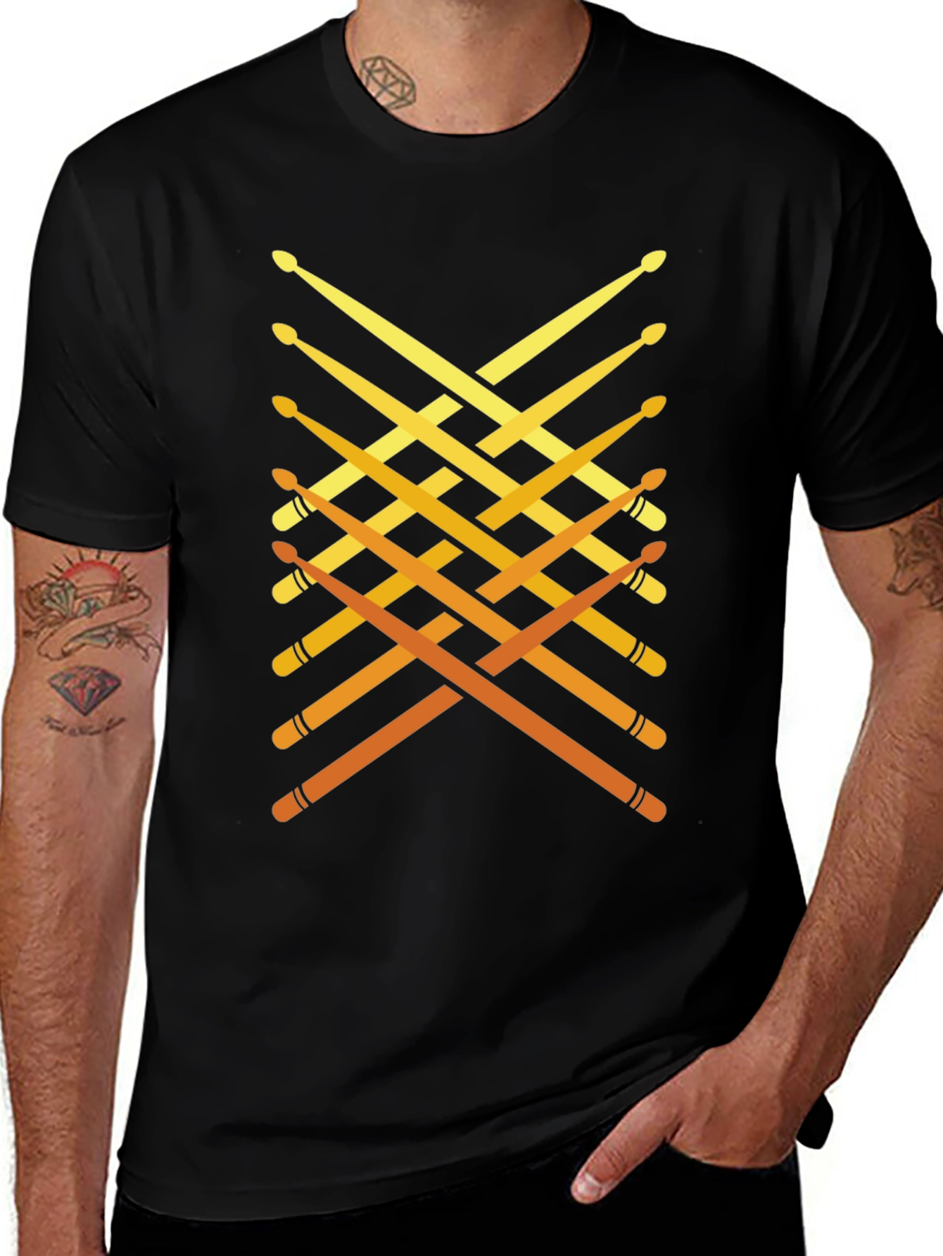 Variant 6 of Drummer Tee: Crossed Drumsticks Graphic T-Shirt