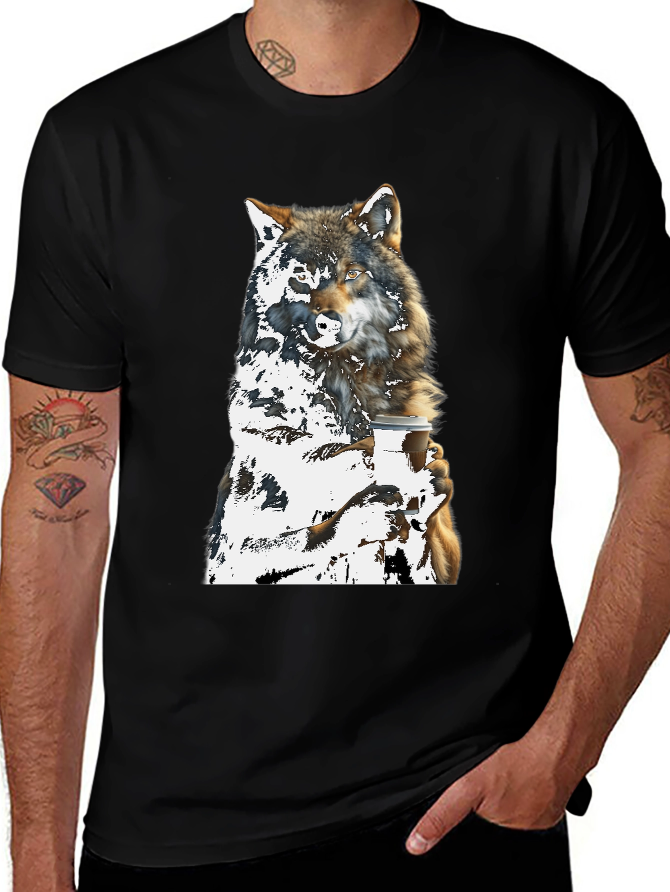 Variant 15 of Wolf Lover's Coffee Graphic Tee