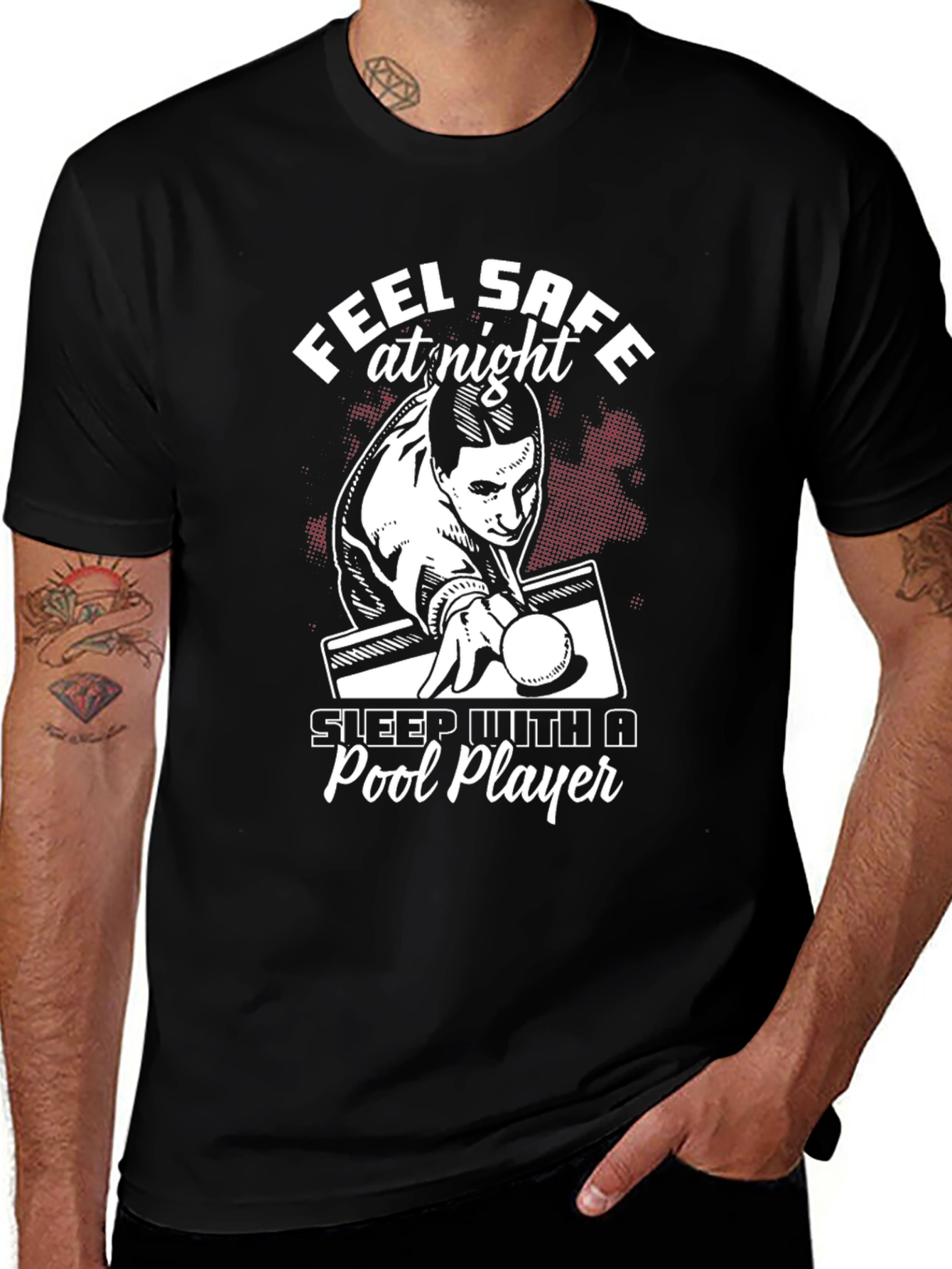 Variant 21 of Feel Safe Pool Player Black T-Shirt