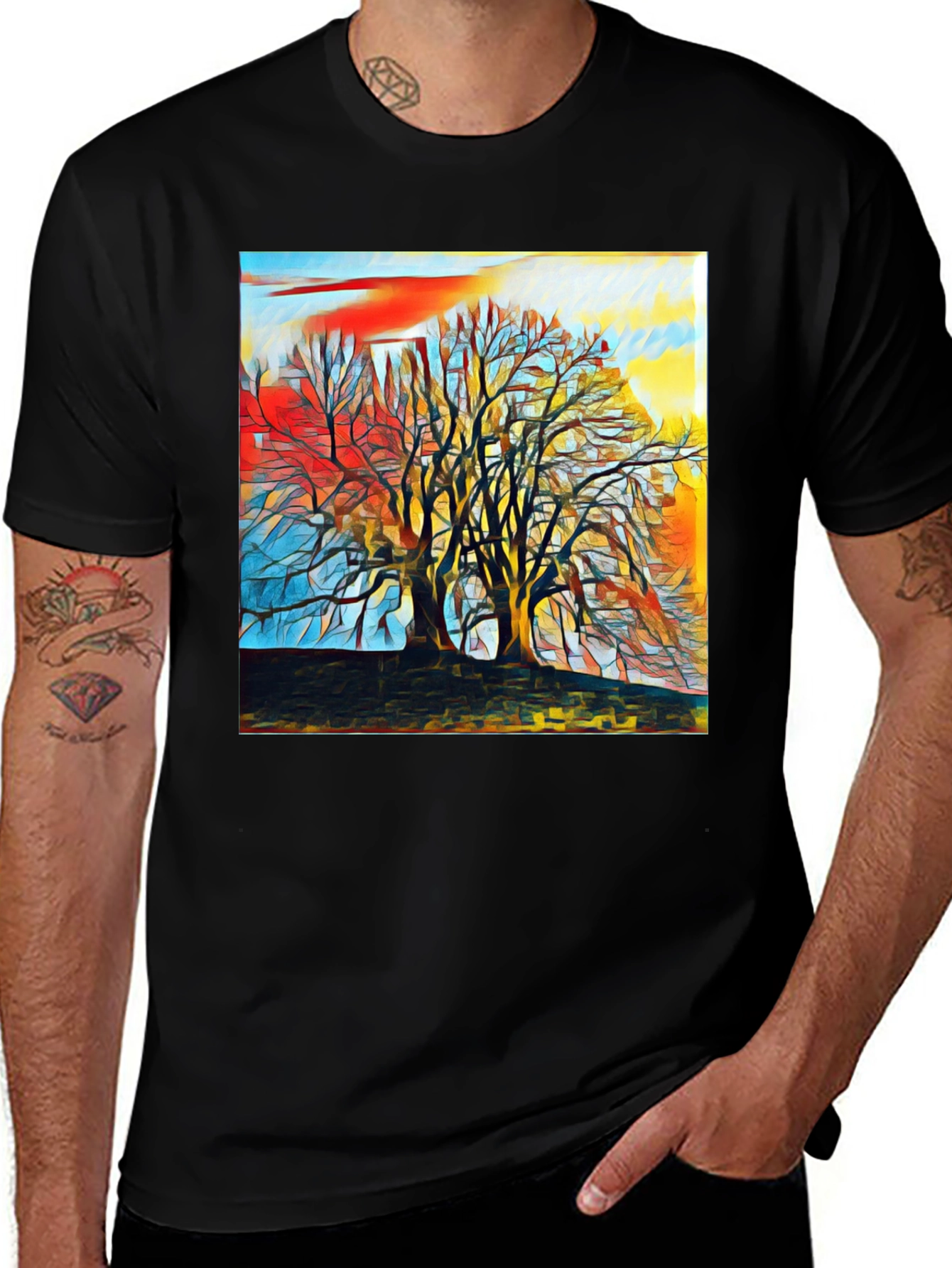 Variant 19 of Abstract Tree Art Black T-Shirt