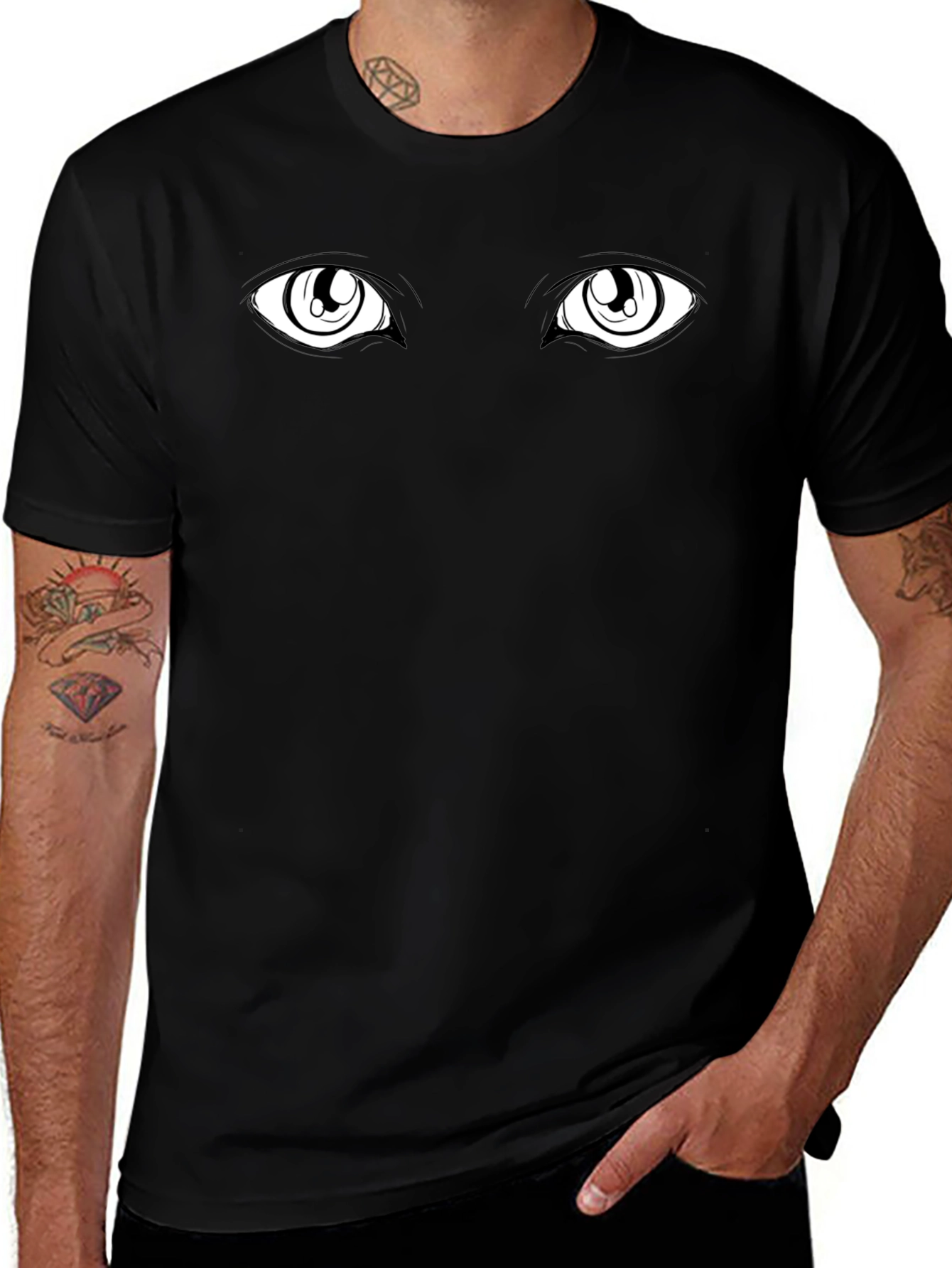 Variant 25 of Anime Eyes Black Tee - Expressive Graphic T-Shirt