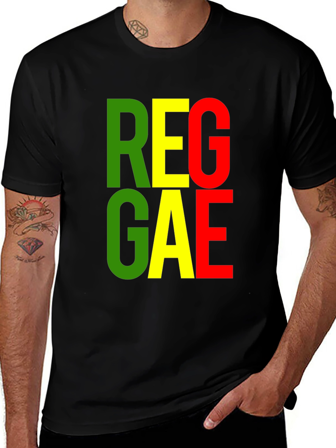 Variant 8 of Reggae Graphic Tee - Black Cotton T-Shirt