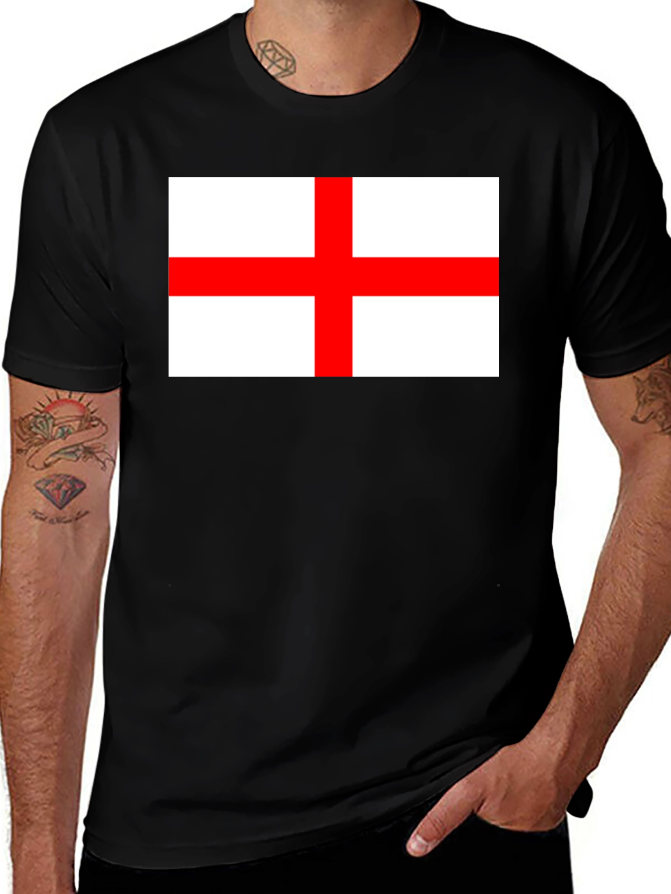 Variant 16 of England Flag Graphic T-Shirt - Black Cotton Tee