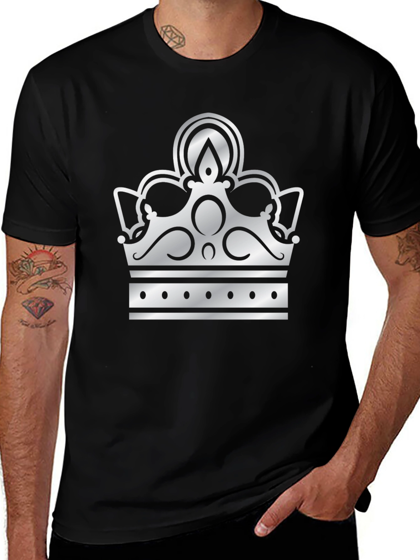 Variant 10 of Crown Graphic Tee - Stylish Black Cotton T-Shirt