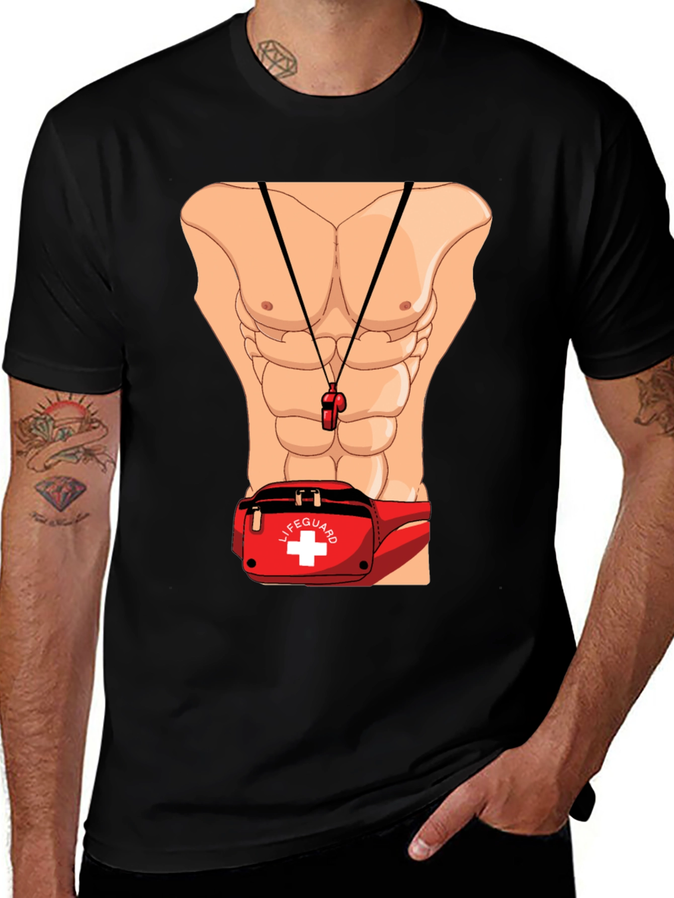 Variant 12 of Lifeguard Abs T-Shirt Novelty Costume Design