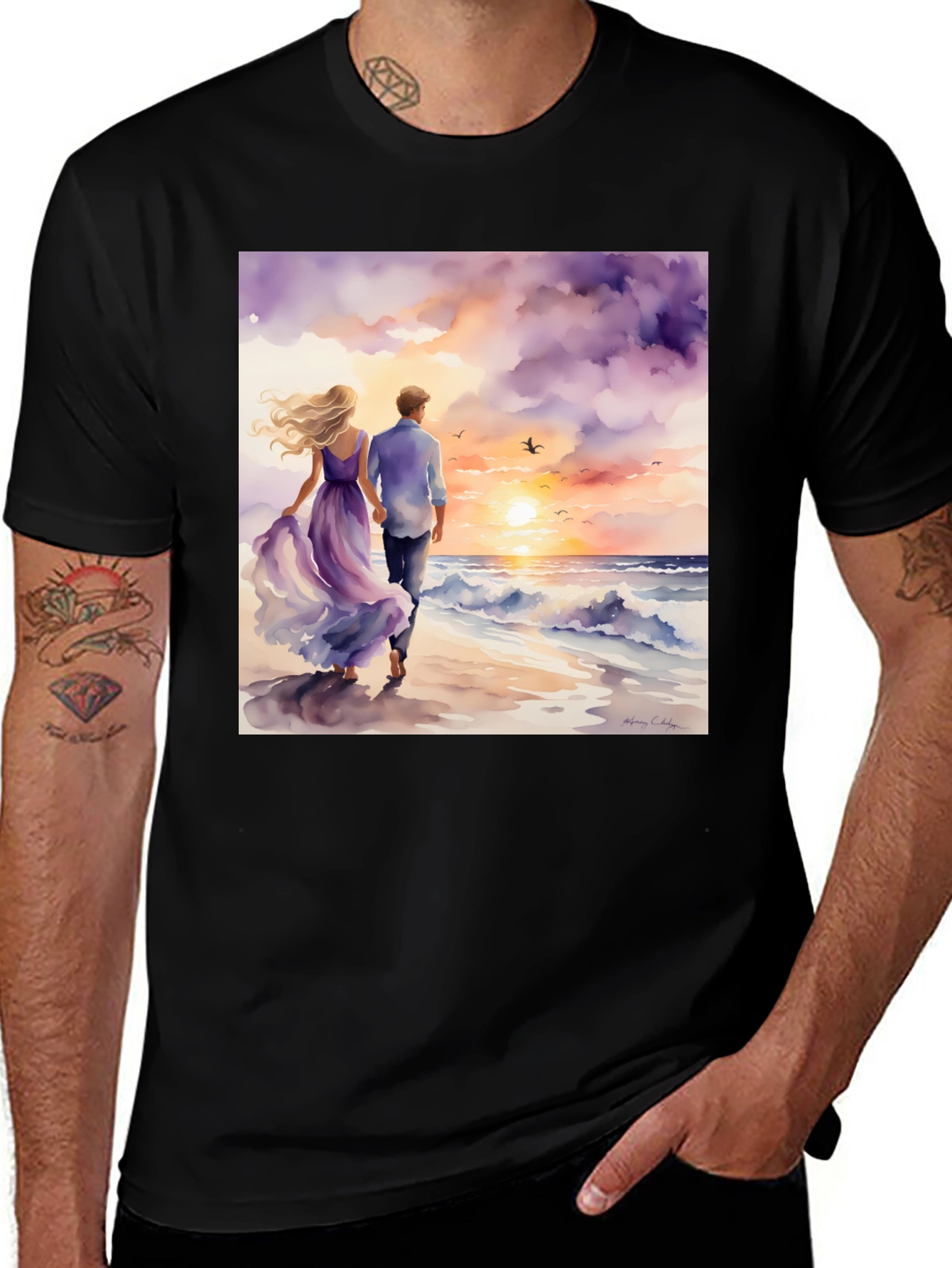 Variant 6 of Romantic Sunset Couple T-Shirt