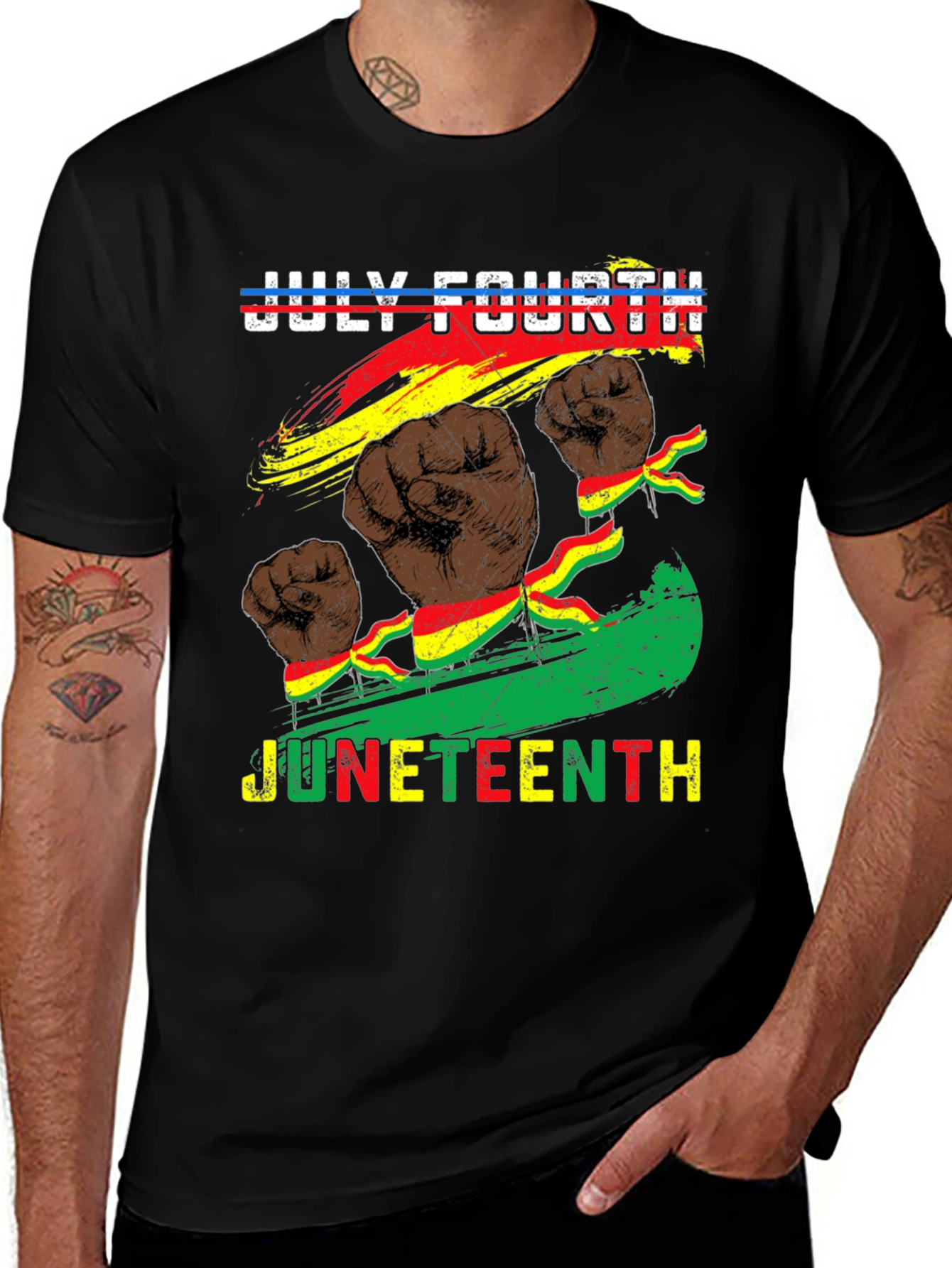 July Fourth Juneteenth Fist T-Shirt