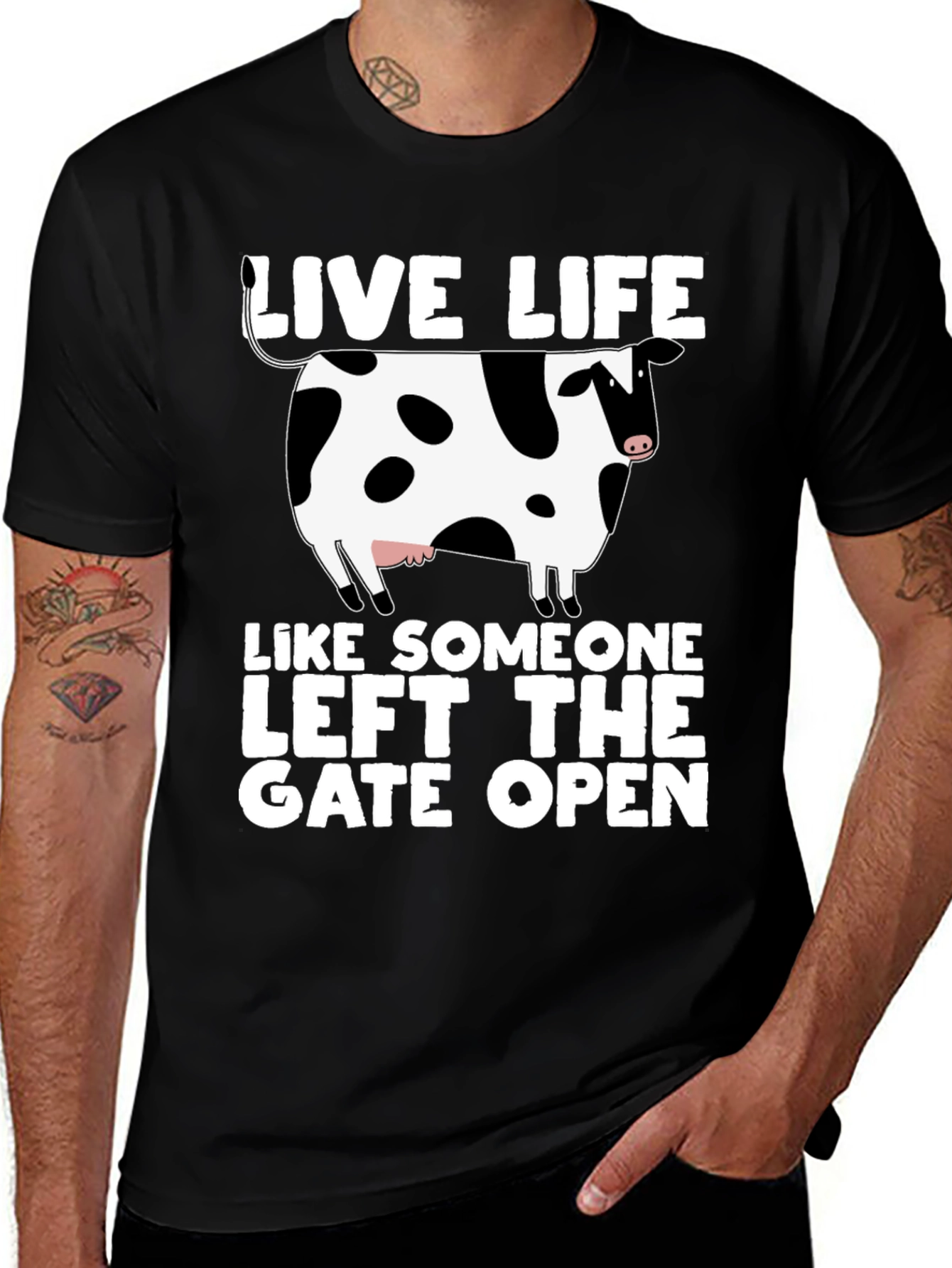 Variant 2 of Live Life Cow Graphic T-Shirt