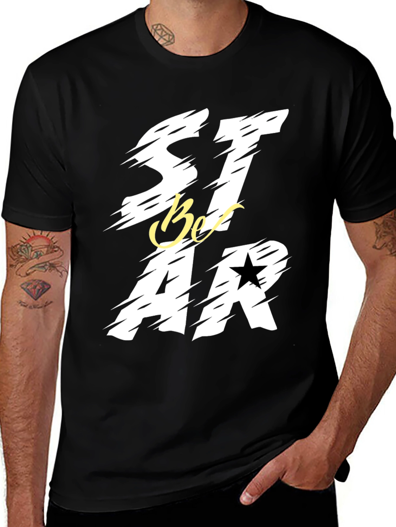 Variant 9 of Be a Star Graphic Print Black T-Shirt