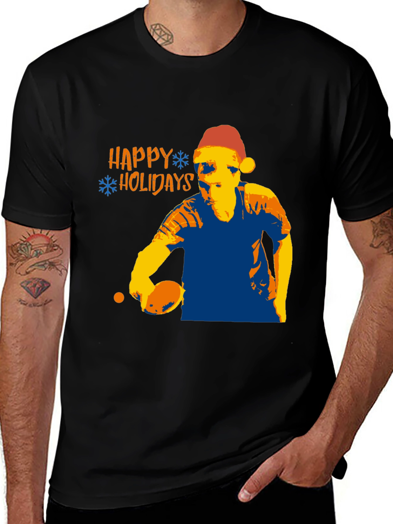 Variant 9 of Happy Holidays Table Tennis Player Christmas T-Shirt