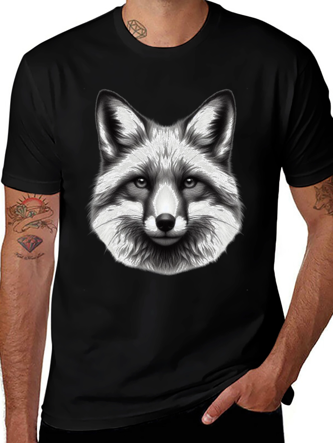 Variant 29 of Fox Graphic Tee - Black Cotton Blend T-Shirt