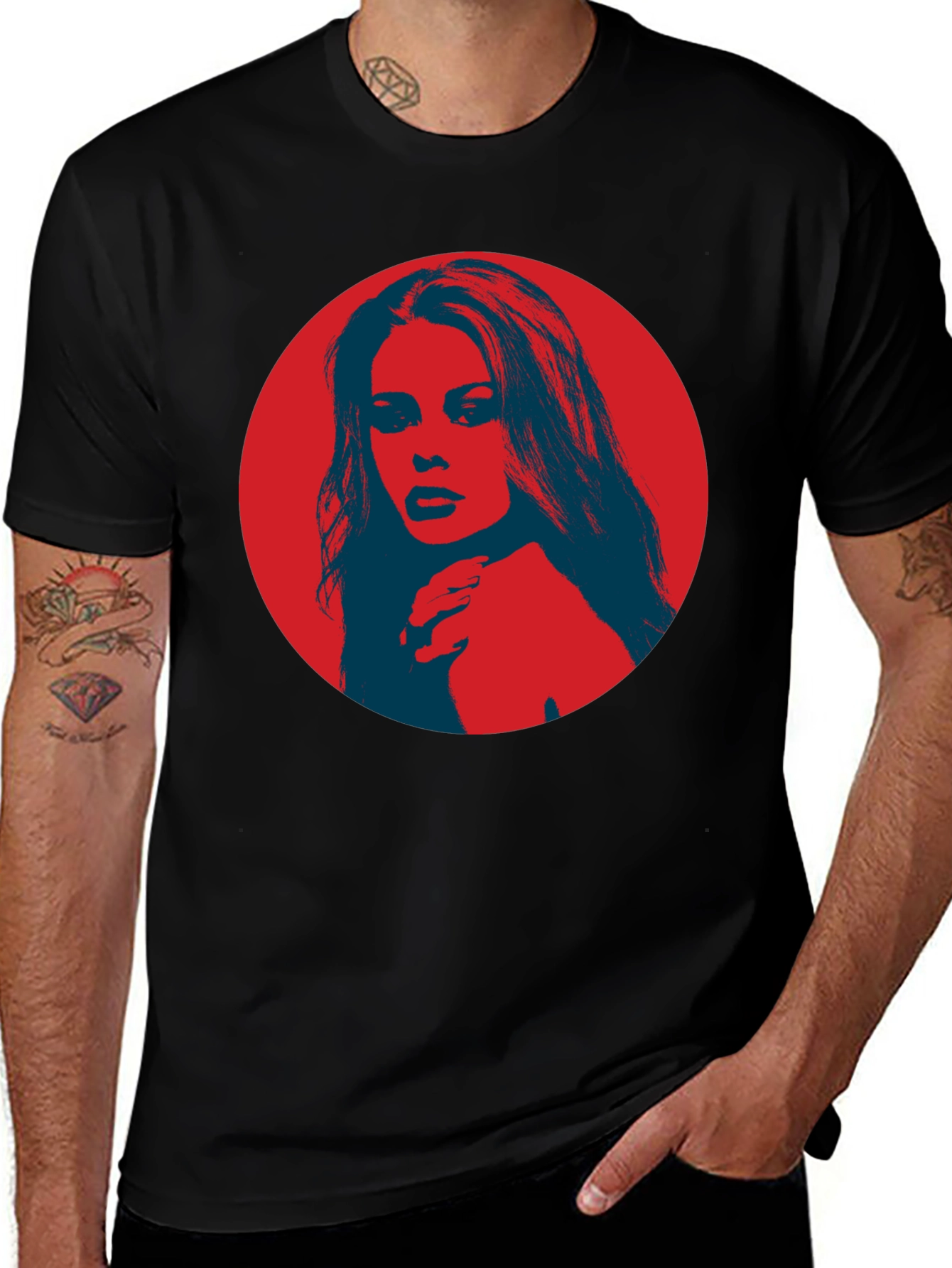 Variant 30 of Retro Pop Art Portrait Graphic Tee - Black