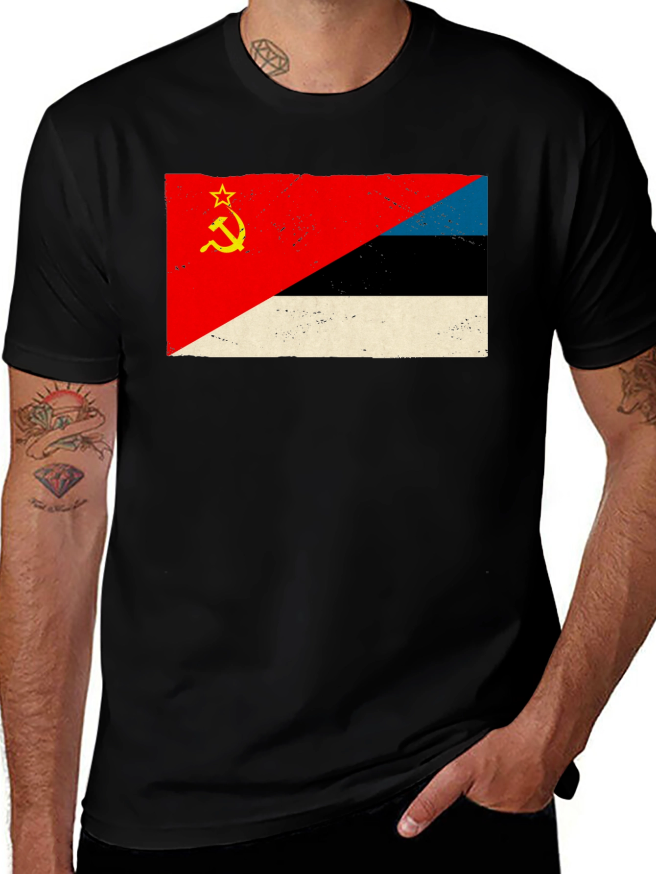 Variant 10 of Retro Soviet Estonian Flag Graphic T-Shirt