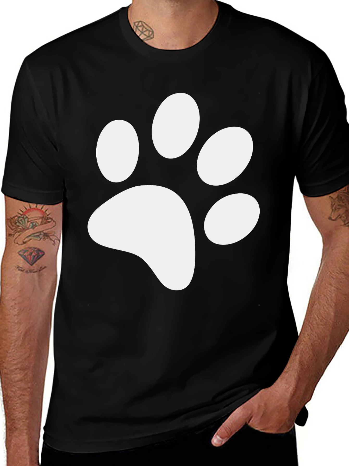 Variant 17 of Paw Print Black T-Shirt - Casual Comfort
