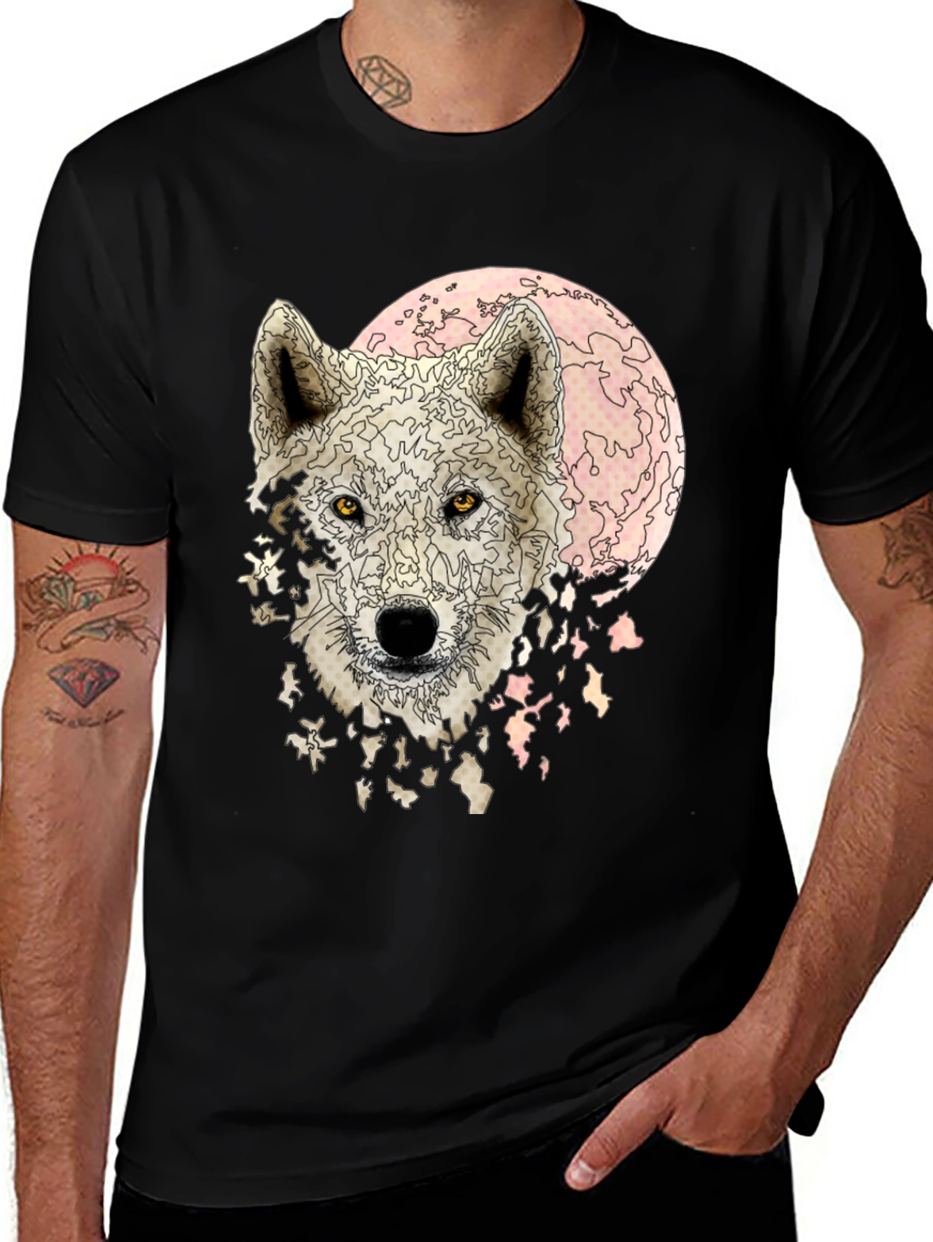 Variant 5 of Wolf Graphic Print Black T-Shirt