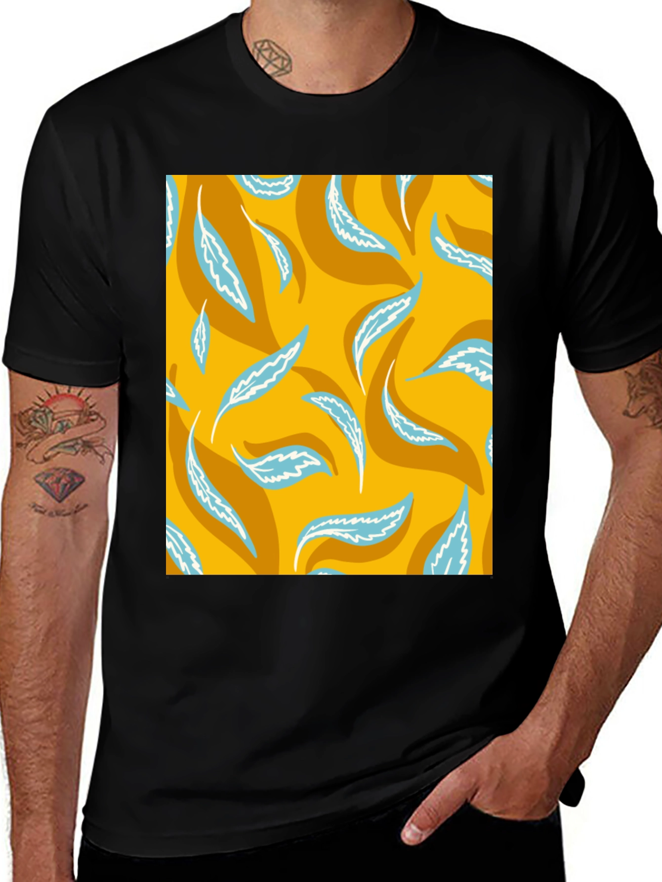 Variant 29 of Leaf Print T-Shirt - Stylish Casual Wear