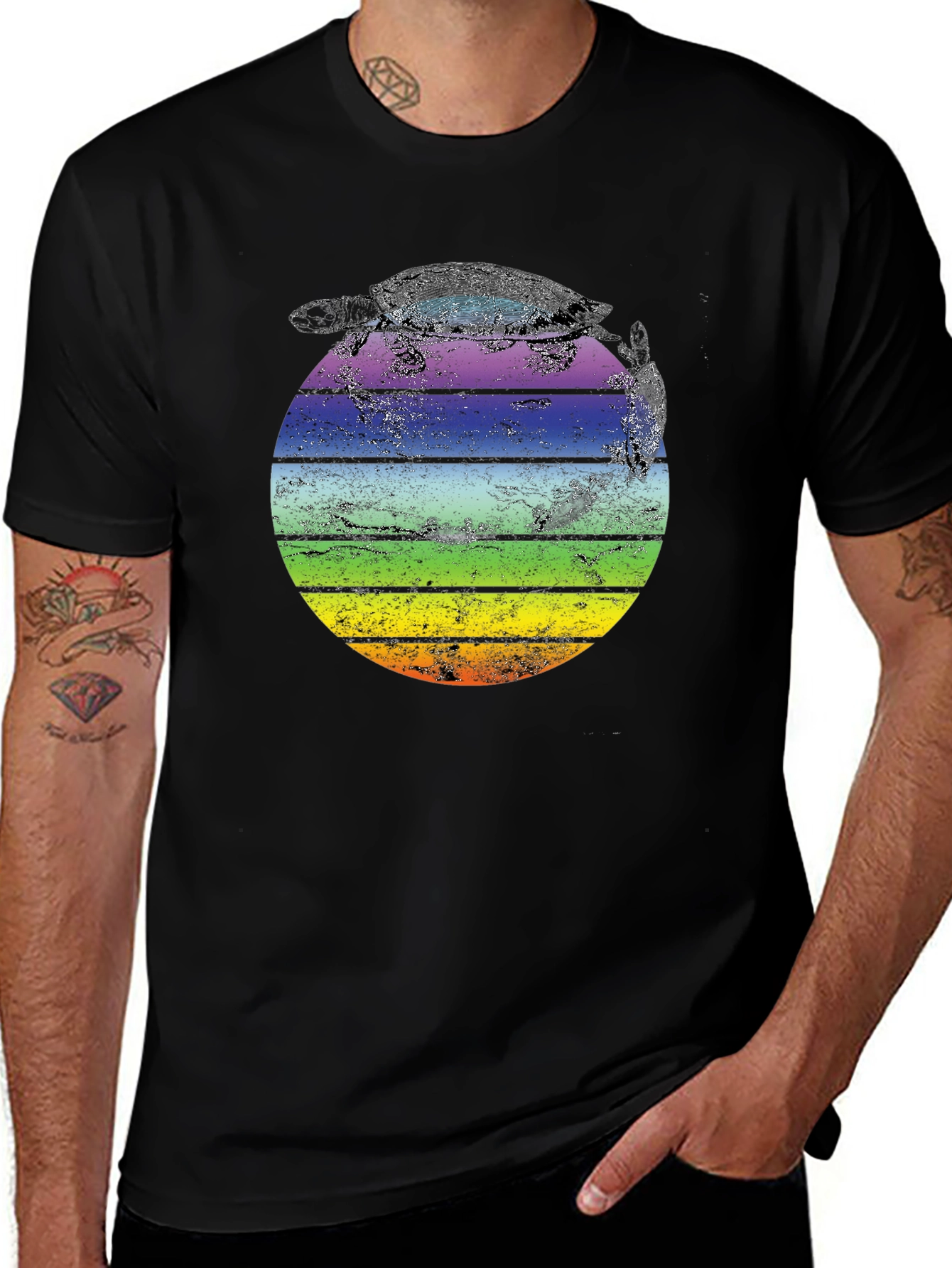 Variant 23 of Retro Turtle Rainbow T-Shirt