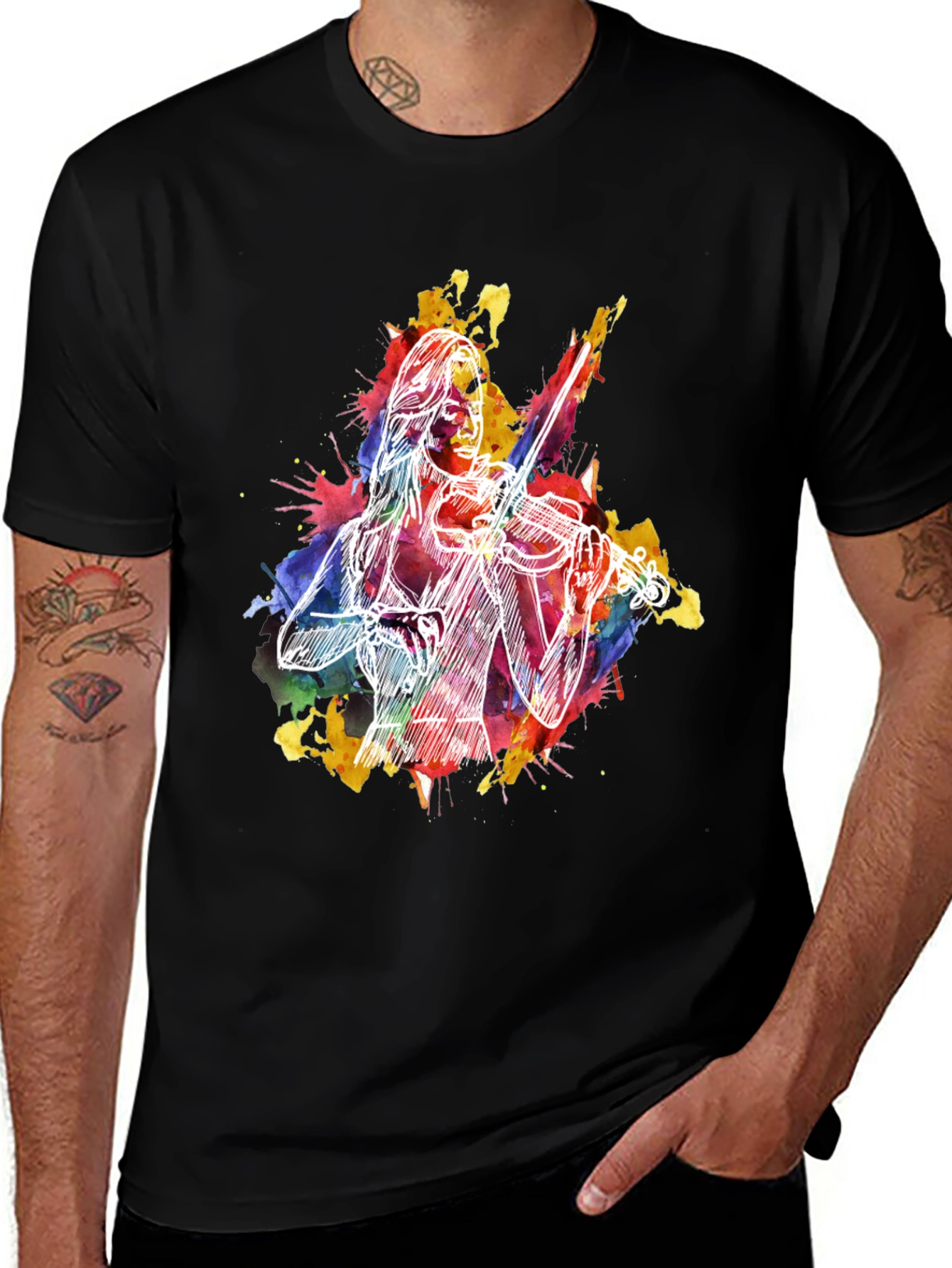Variant 26 of Watercolor Violinist Graphic T-Shirt - Music Lover Tee