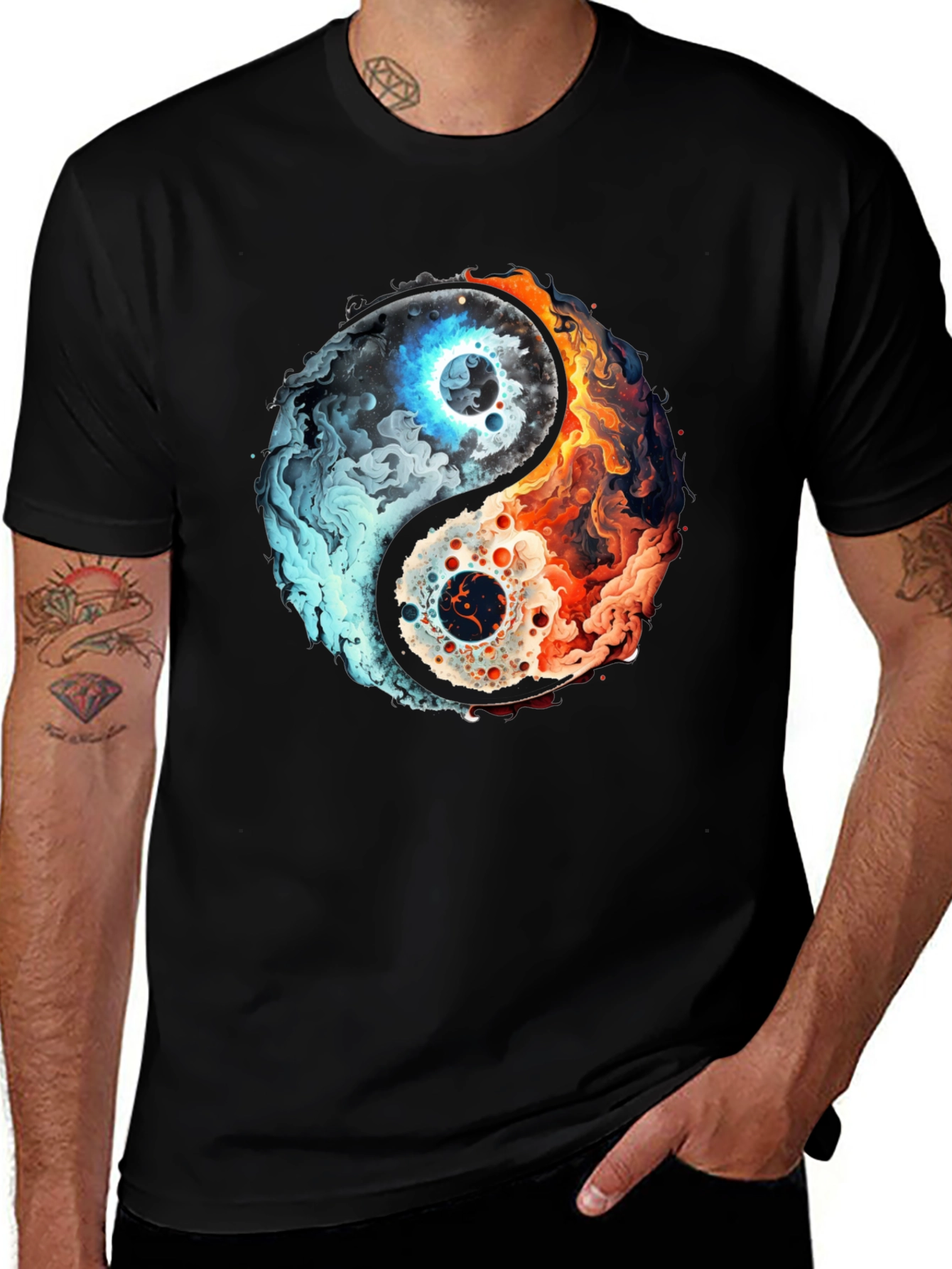 Yin Yang Fire and Ice Graphic Tee