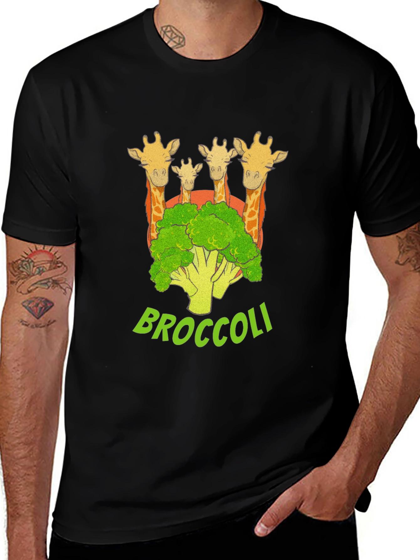 Variant 13 of Giraffe Broccoli Graphic Tee - Funny Food T-Shirt