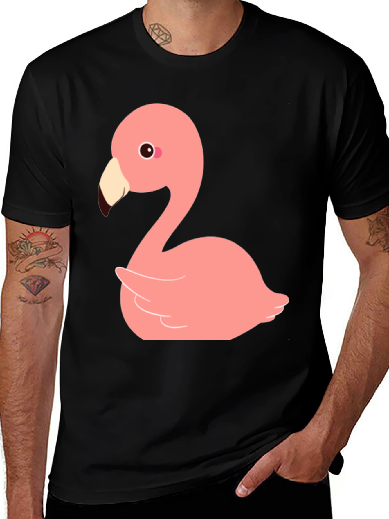 Variant 6 of Flamingo Graphic T-Shirt - Men's Black Tee