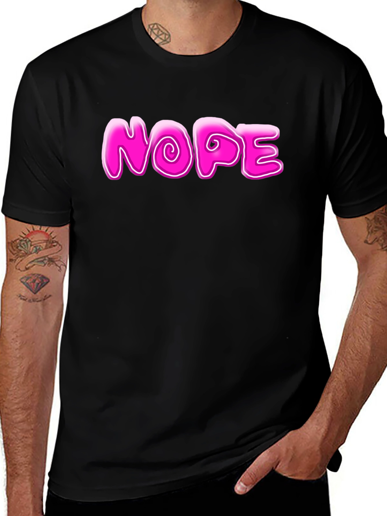 Variant 24 of Nope Graphic Tee - Casual Men's Black T-Shirt