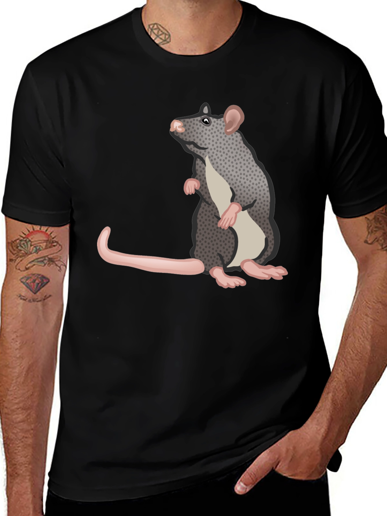 Variant 27 of Rat Graphic Tee - Black Casual T-Shirt