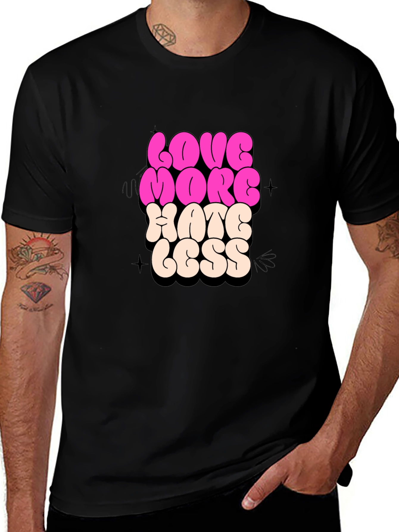 Variant 18 of Love More Hate Less Graphic T-Shirt