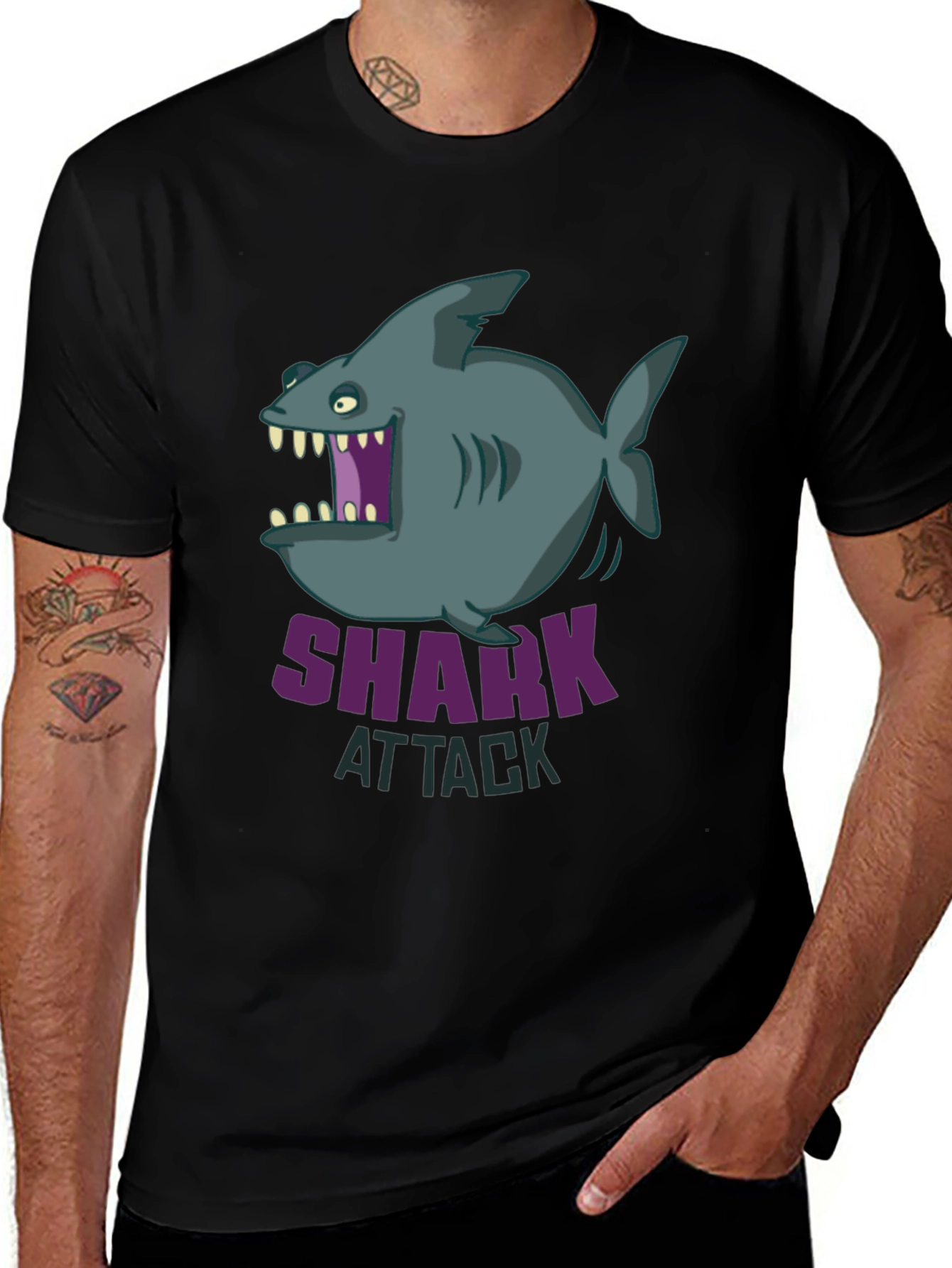 Variant 21 of Shark Attack Graphic T-Shirt - Cartoon Design