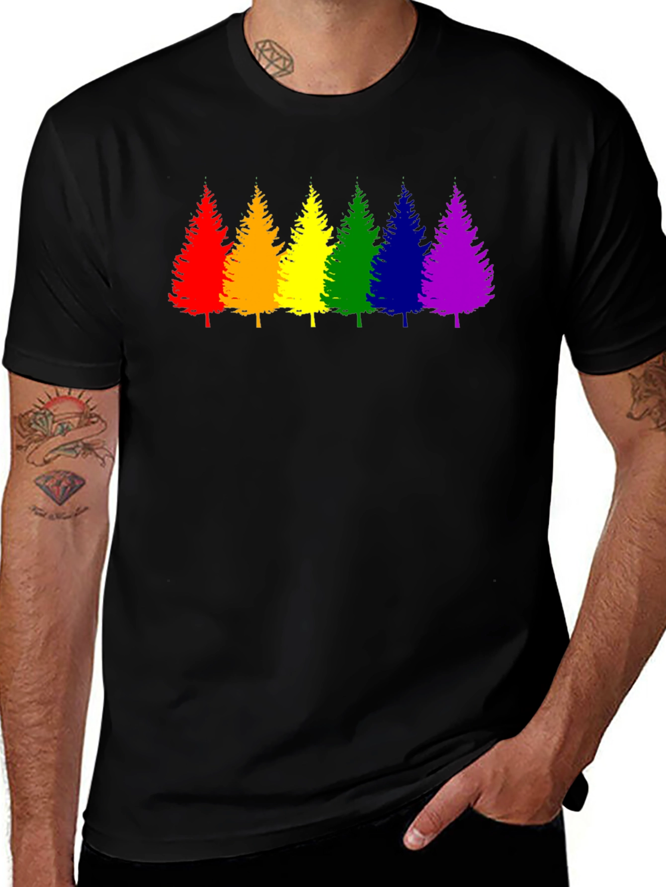 Variant 12 of Rainbow Trees Graphic T-Shirt - Pride Style