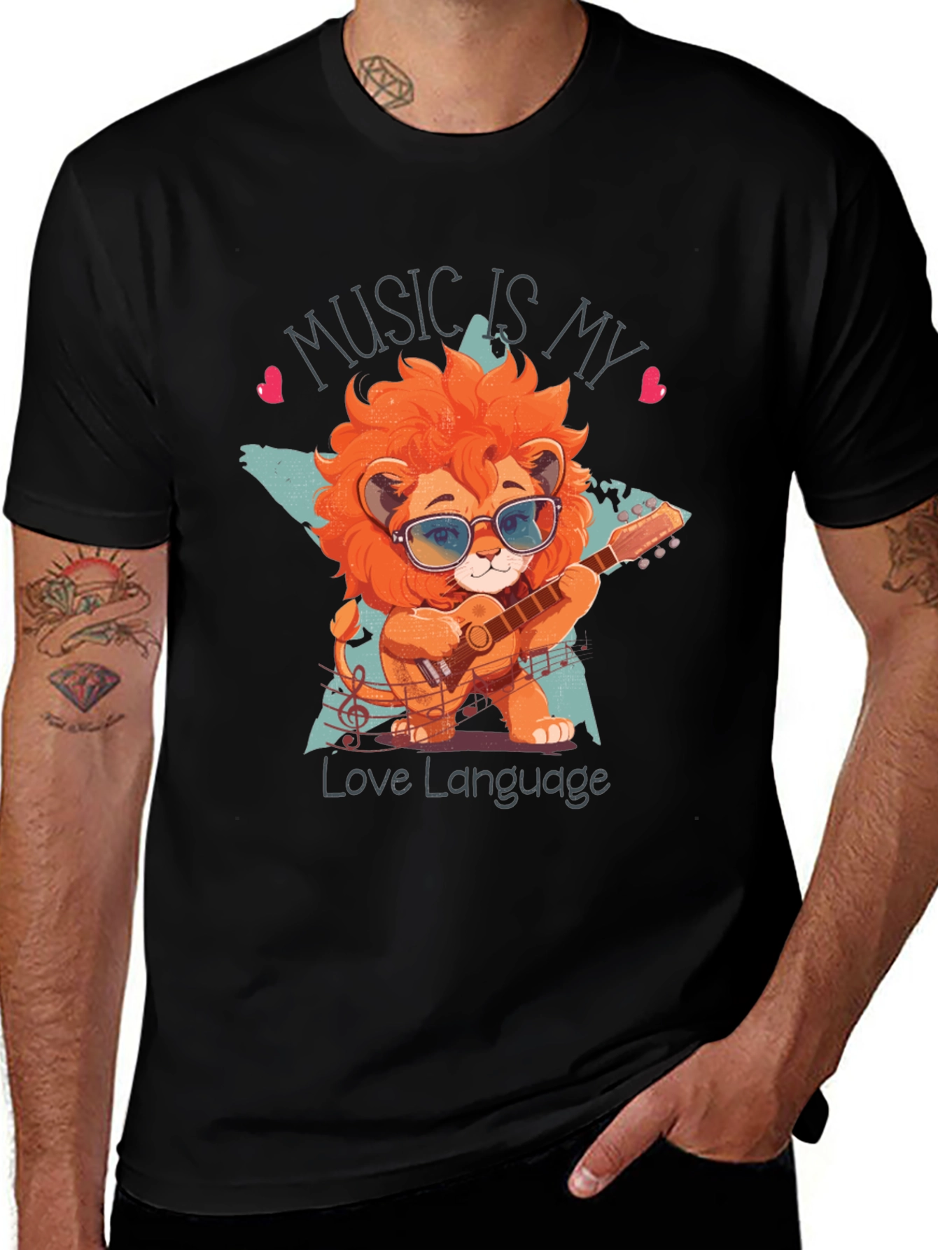 Variant 13 of Music is My Love Language Lion T-Shirt