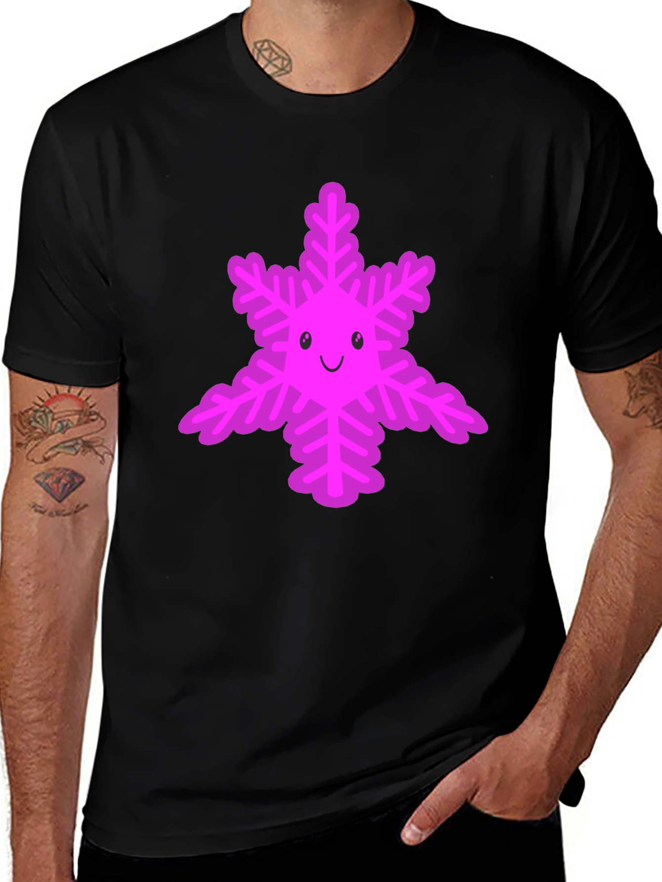Variant 5 of Cute Snowflake Graphic Tee - Black