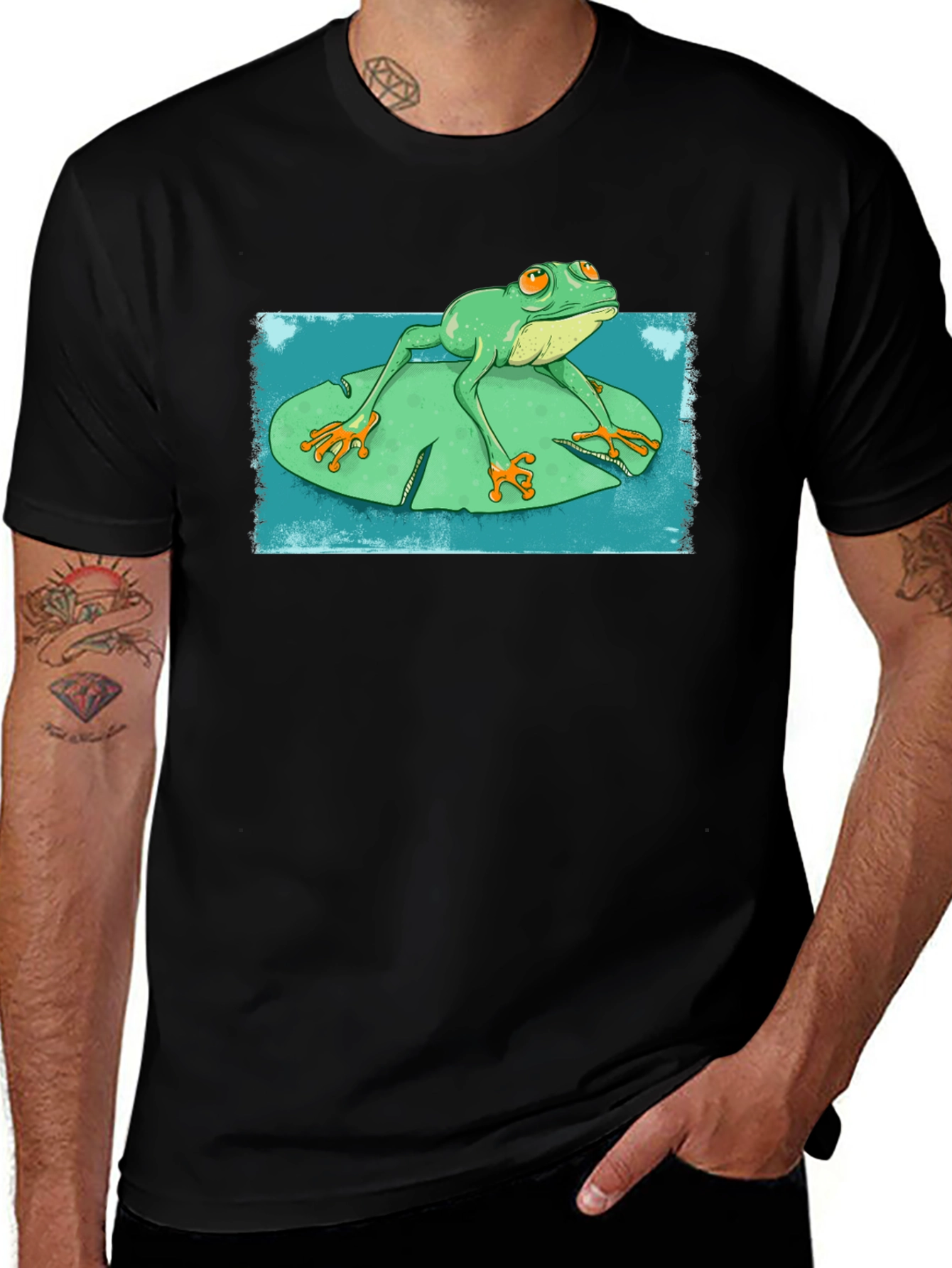 Frog On Lily Pad Graphic T-Shirt